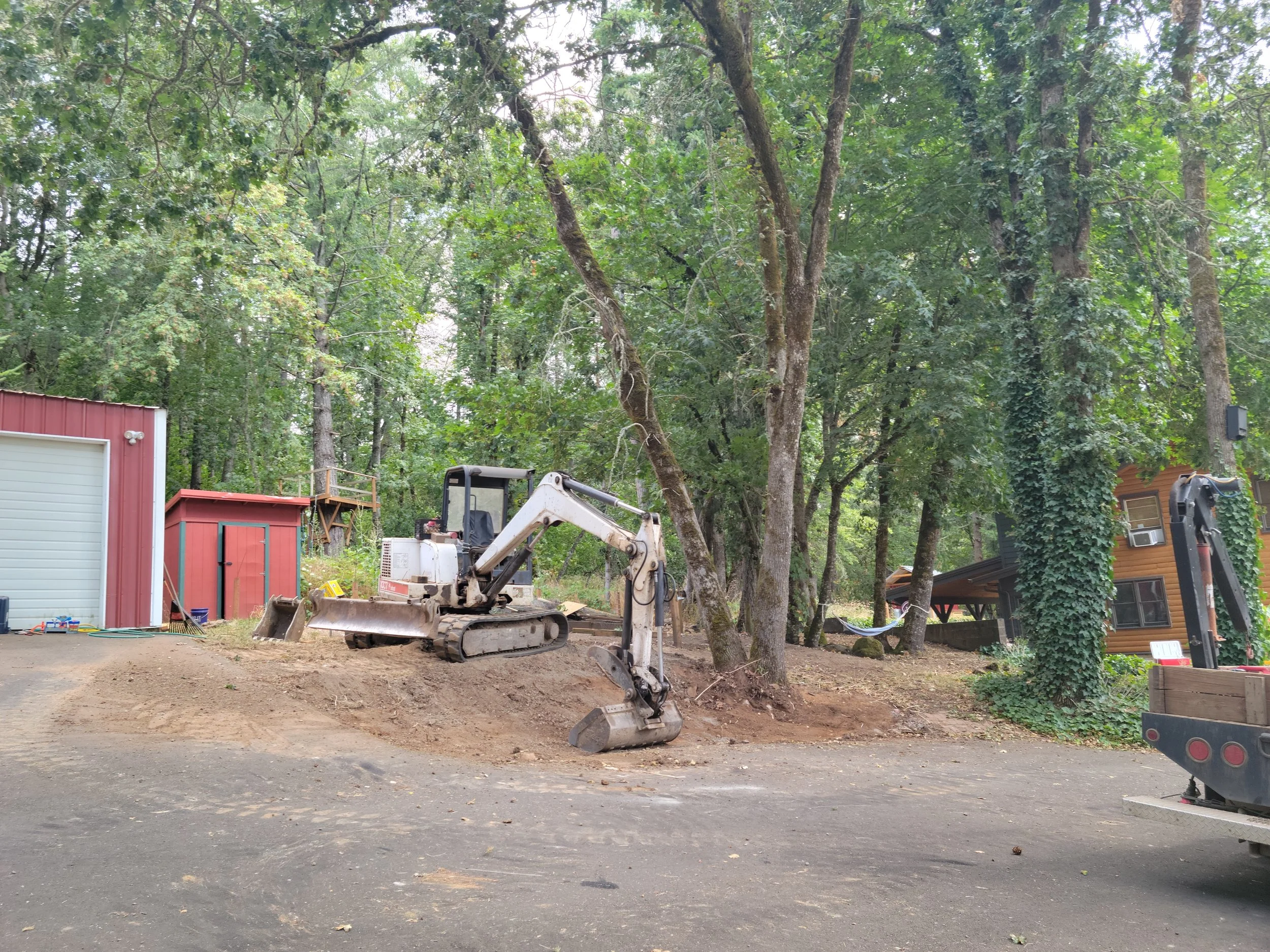 bobcat excavator constructing new road