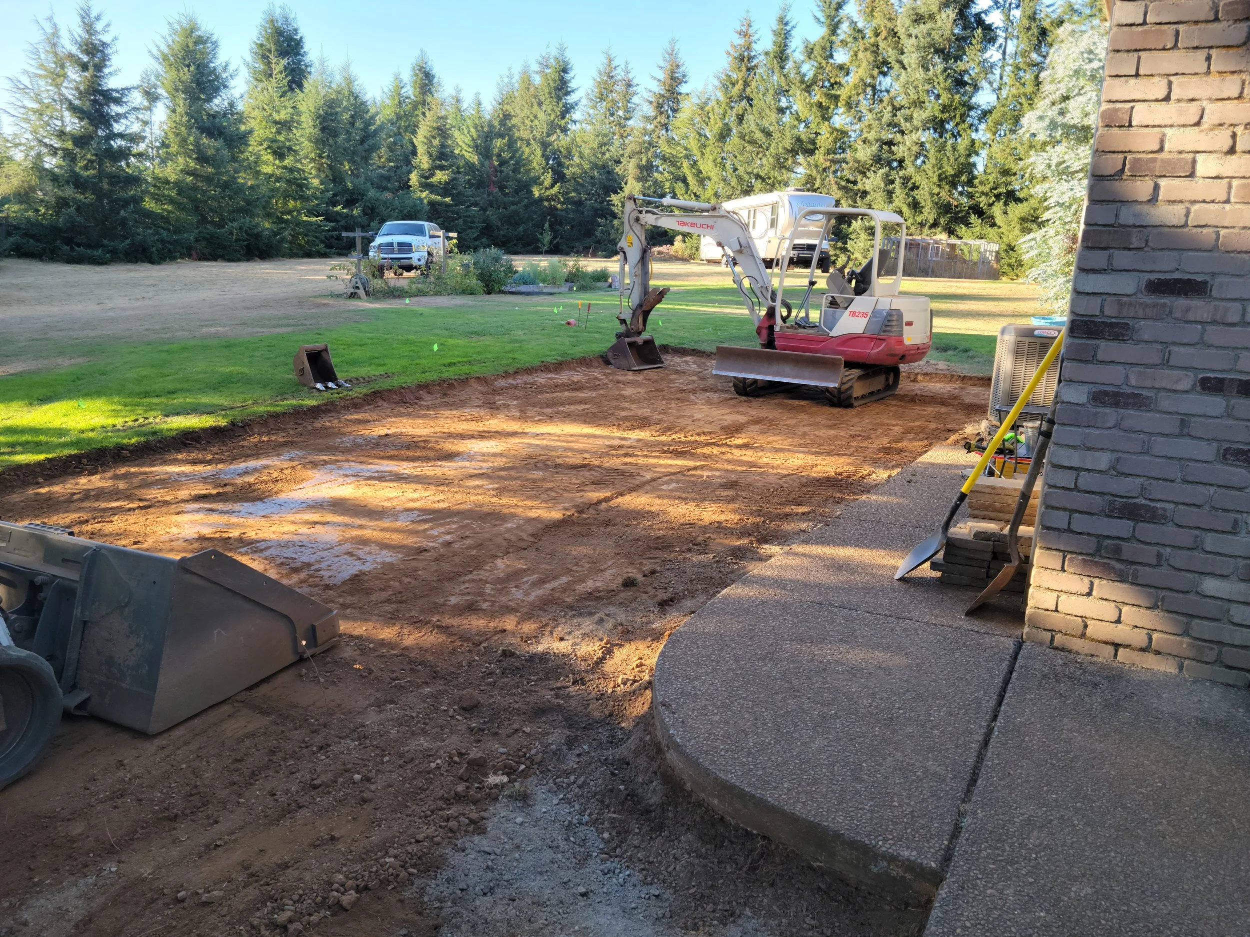 New RV pad excavation next to house.
