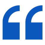 Blue double quotation marks on a white background.