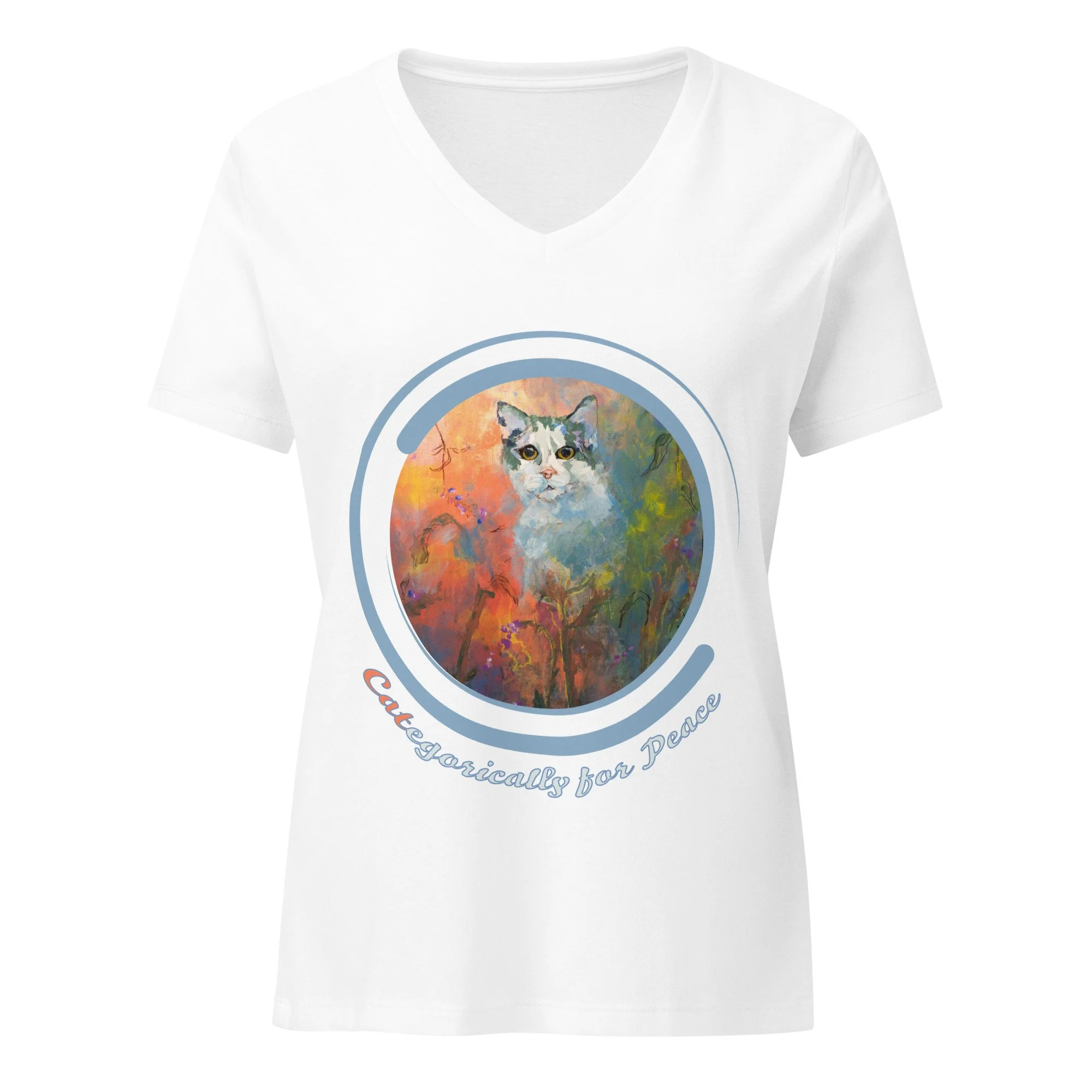 CATegorically for Peace Women’s relaxed v-neck t-shirt