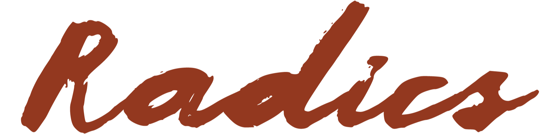 Text that reads 'Radics' written in cursive brown font.