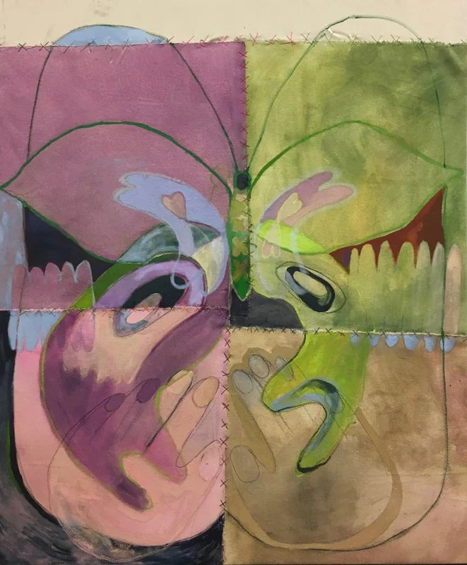 butterfly fingers, mixed media on canvas, 38 x 46, 2020