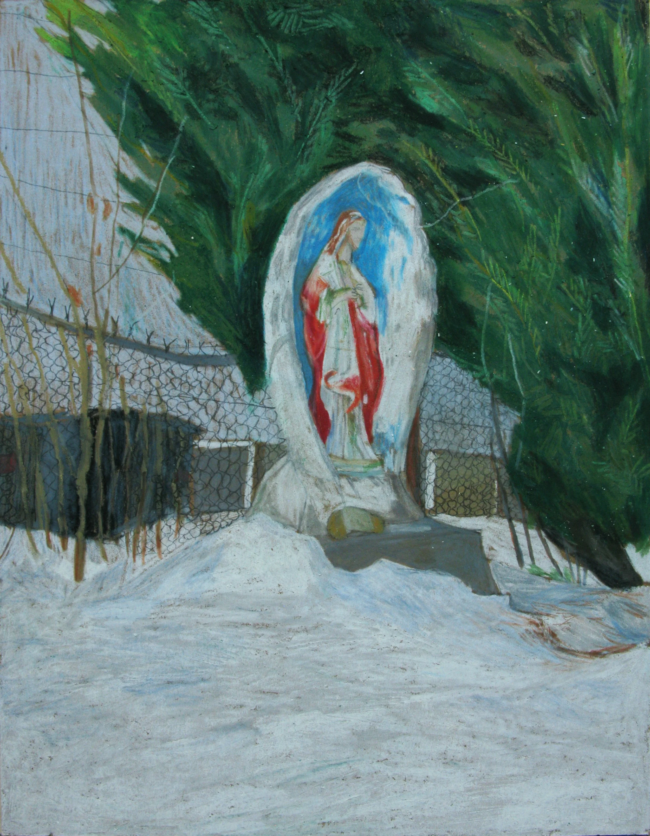 religious figures 3, oil pastel and colored pencil on cardstock, 2026