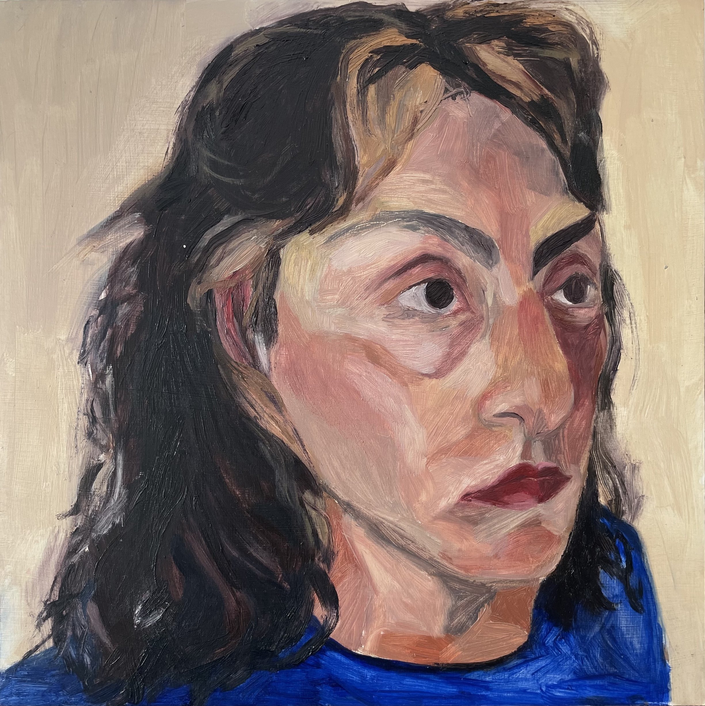 Mary, oil on board, 10 x 10 inches, 2026