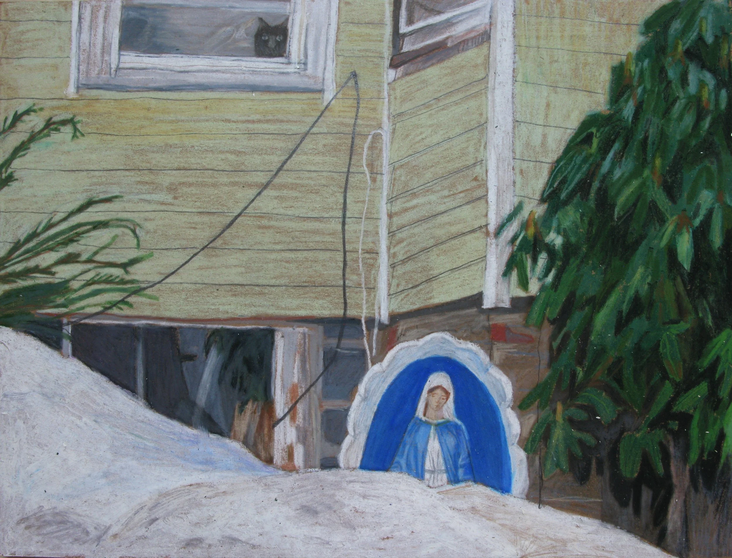 religious figures 4, oil pastel and colored pencil on cardstock, 2026