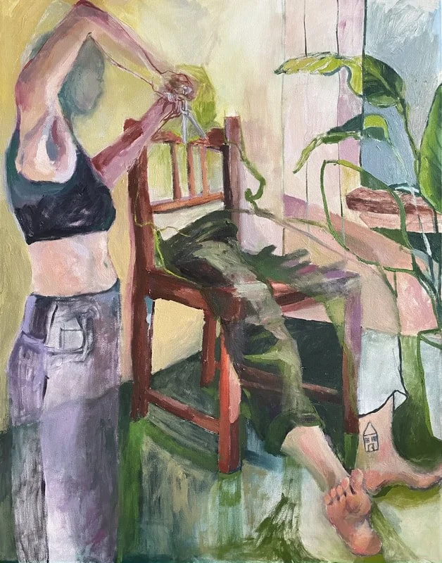 Haircut, oil on canvas, 22 x 28 inches, 2021