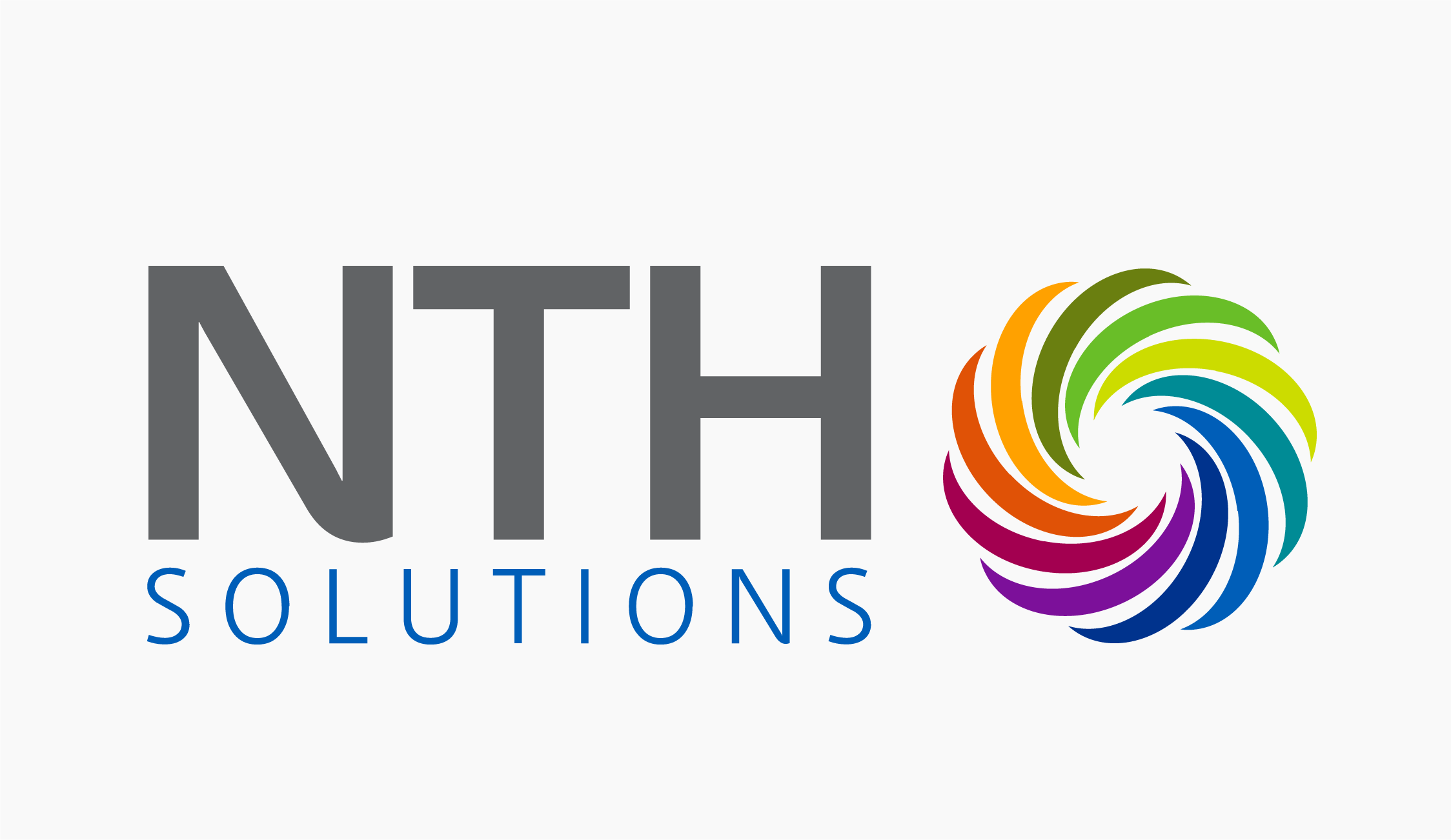 NTH Solutions logo with a multicolored spiral design.