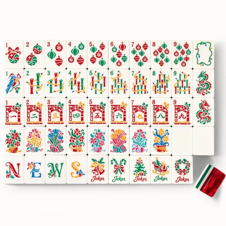 Christmas Mahjong Tiles, Mats & Racks