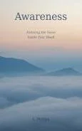 Book cover titled 'Awareness' with a background of a mountain landscape with fog and a blue sky.