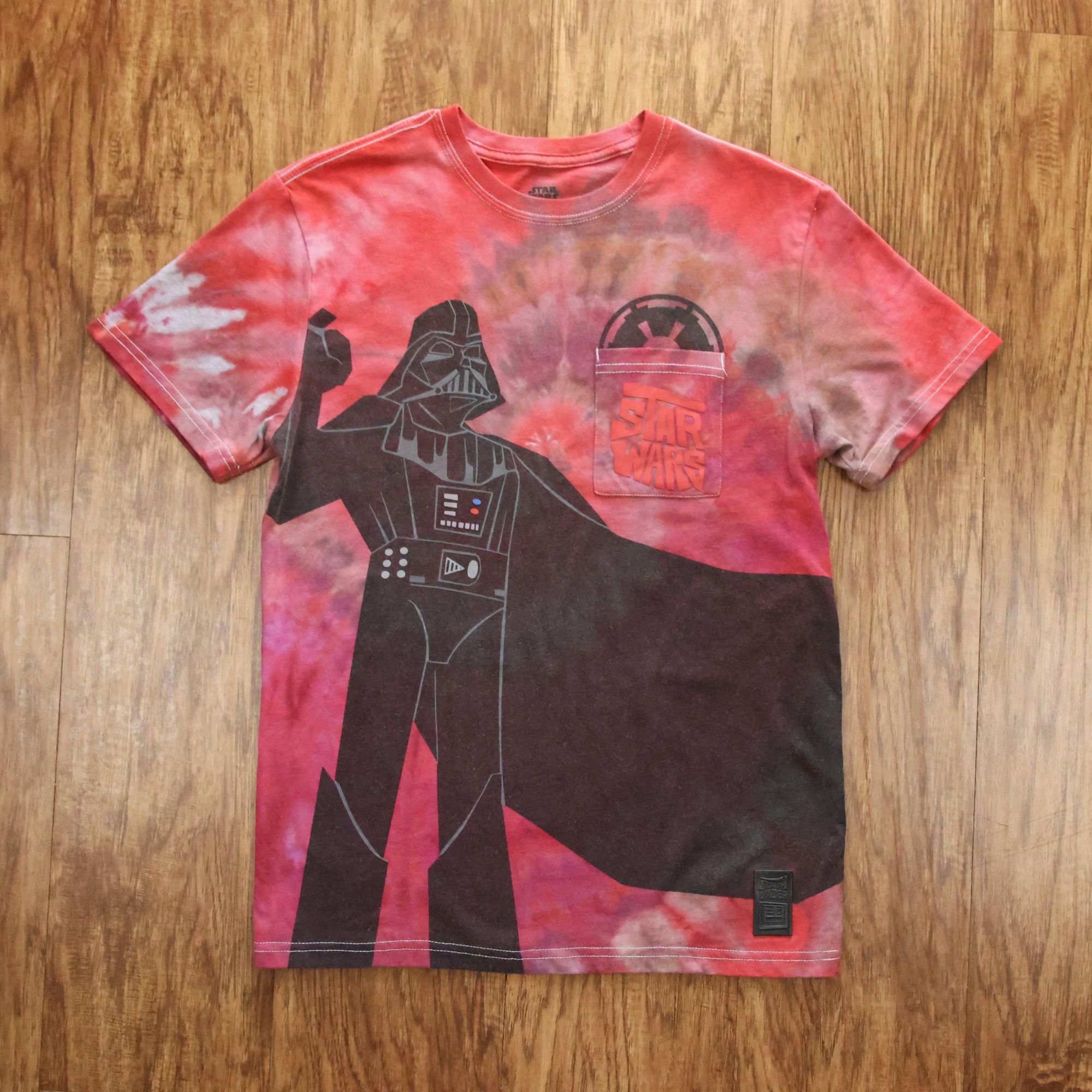 Darth Vader Pocket Tee | Hand-Dyed Red Ice Dye Star Wars Shirt | Size XS