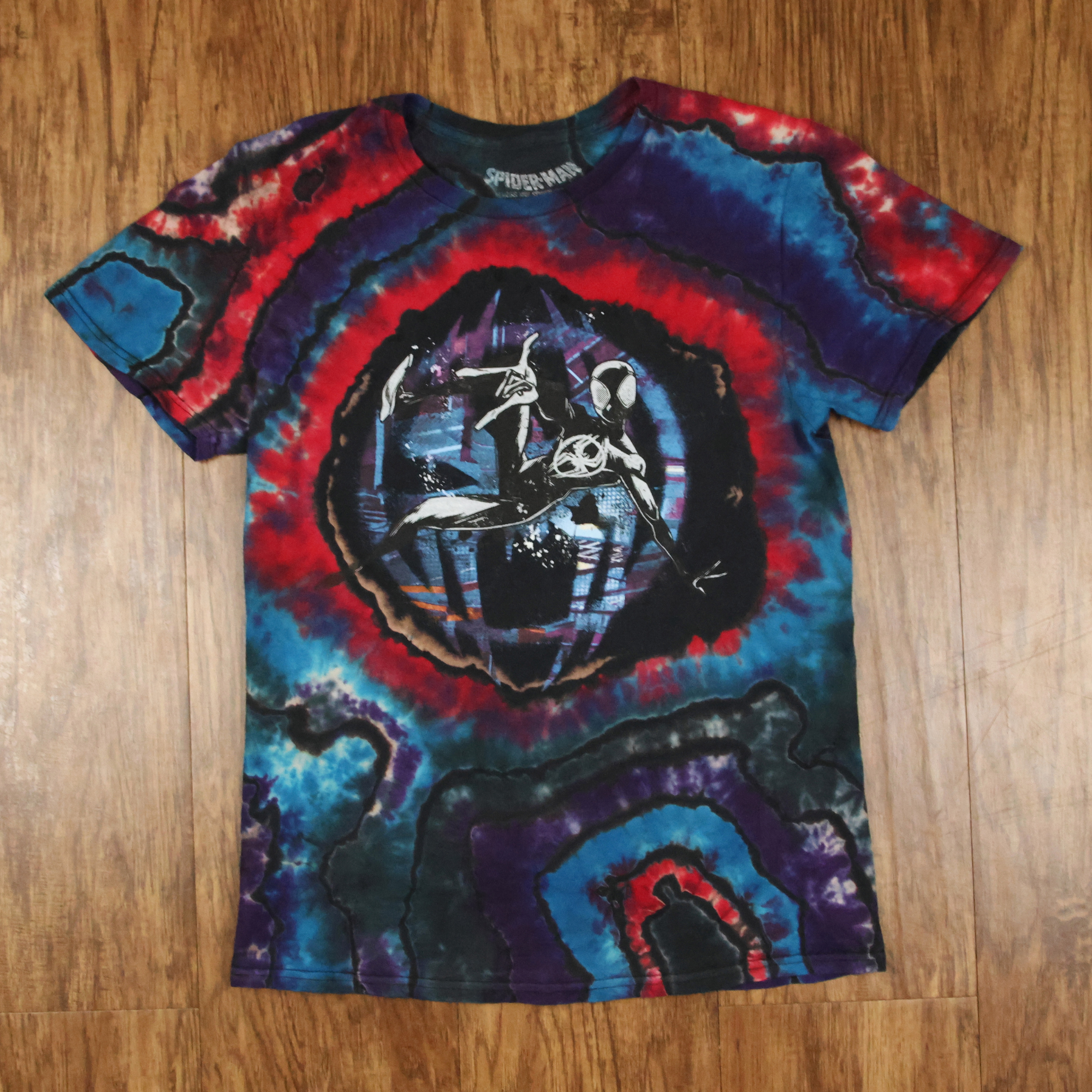 Miles Spider-Man Geode Tie Dye Tee | Reworked Vintage Spider-Man Graphic | Size Small