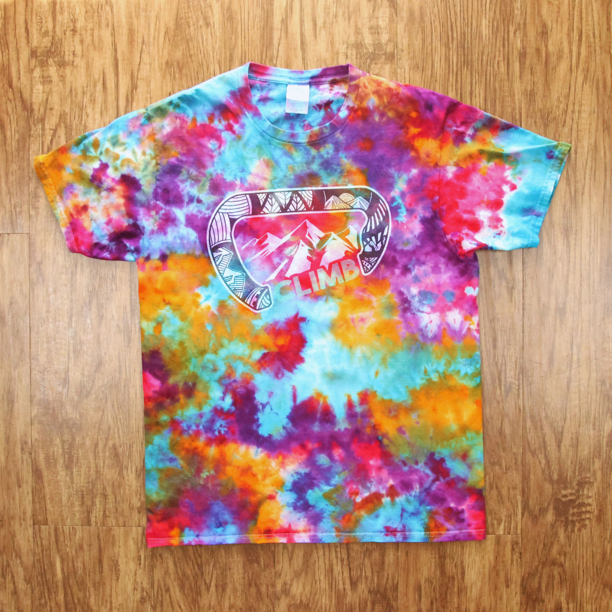 Climb Carabiner Tie Dye Shirt | Reworked Outdoor Tee | Size Medium