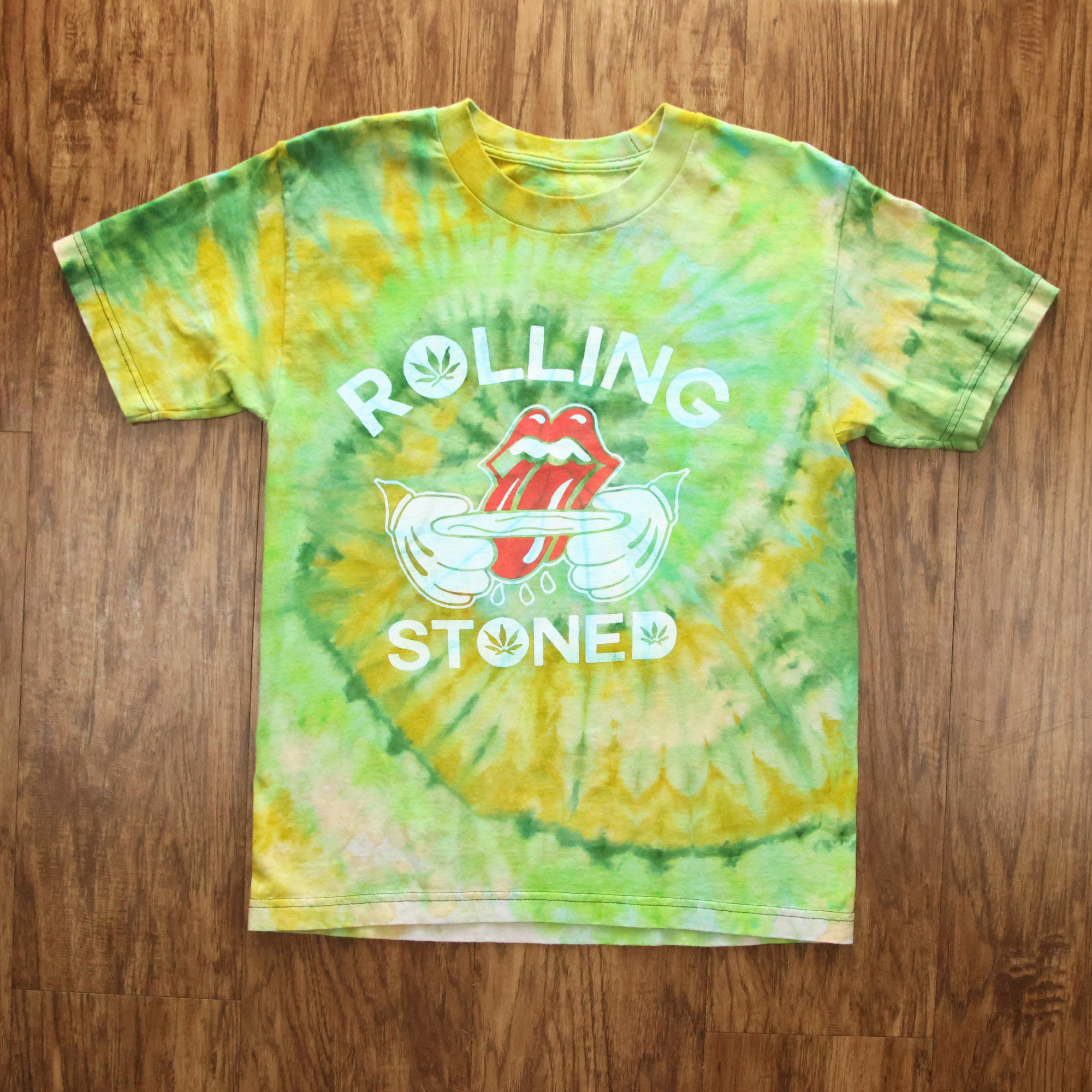 Rolling Stoned Tie Dye Shirt | Reworked Graphic Tee | Size Small