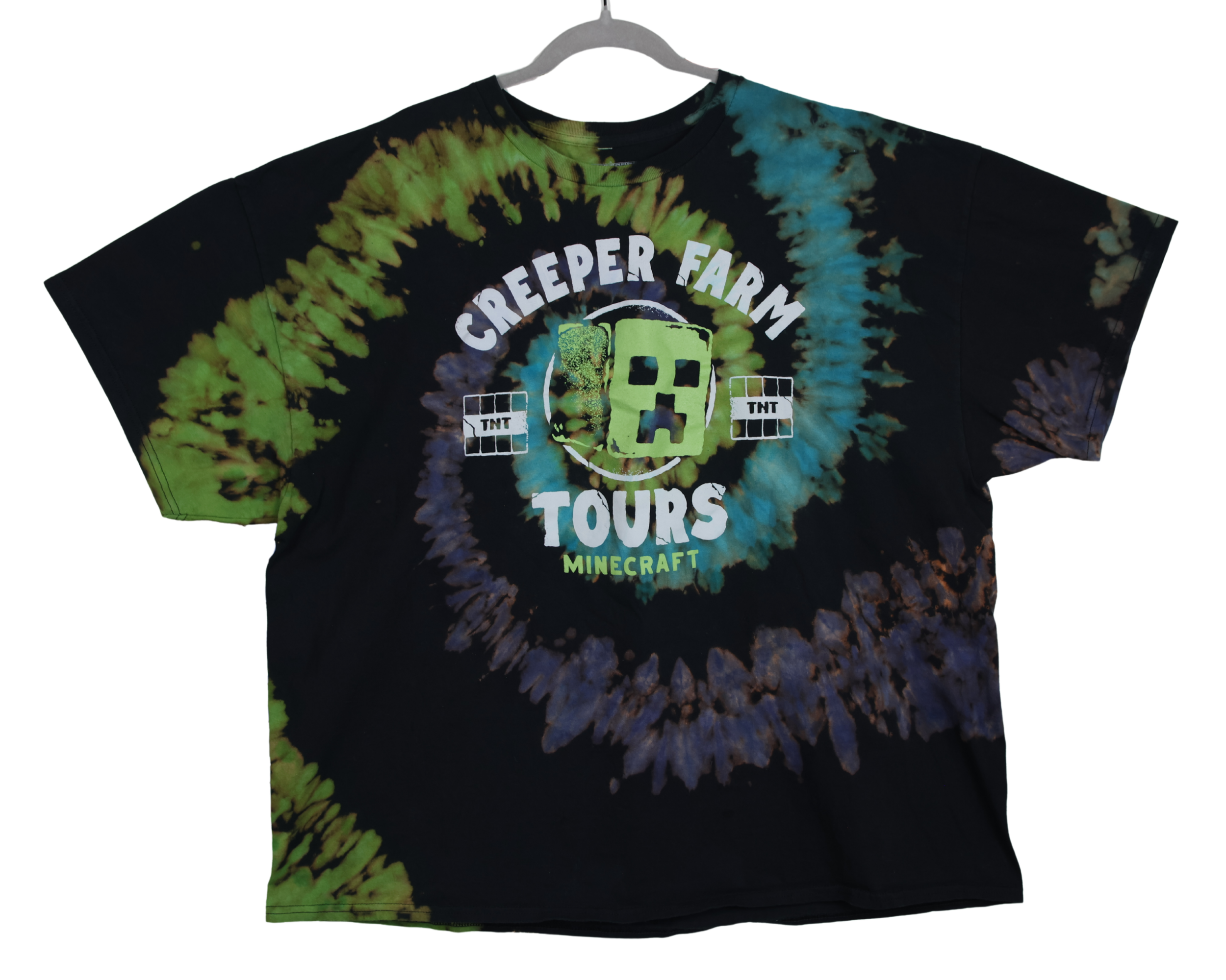 Minecraft Creeper Farm Tie-Dye Tee | Reworked Vintage | Gamer Shirt | One of a Kind | Size 3XL