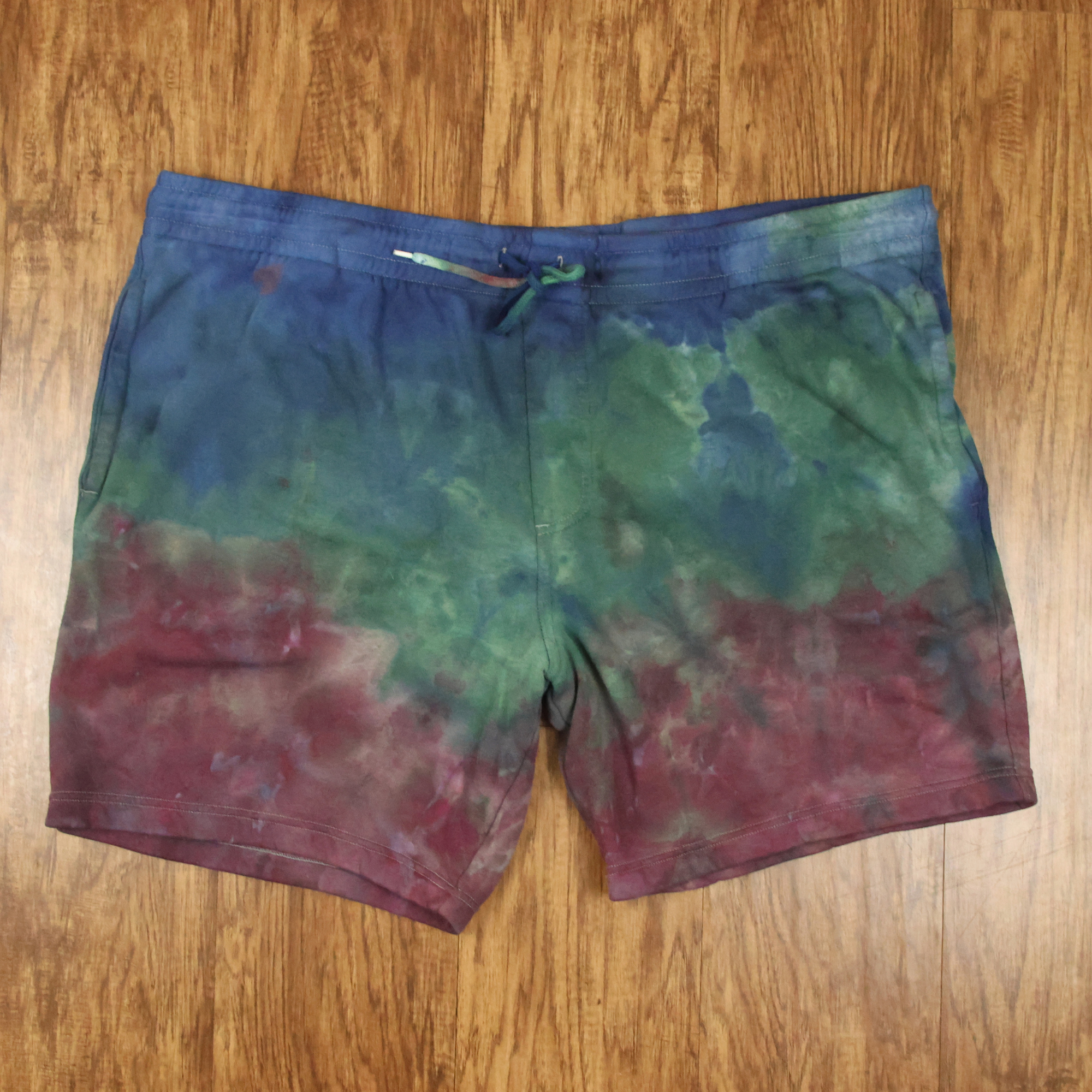 Midnight Forest Ombré Gym Shorts | Hand-Dyed Ice Dye Goodfellow Shorts | Size 3XL