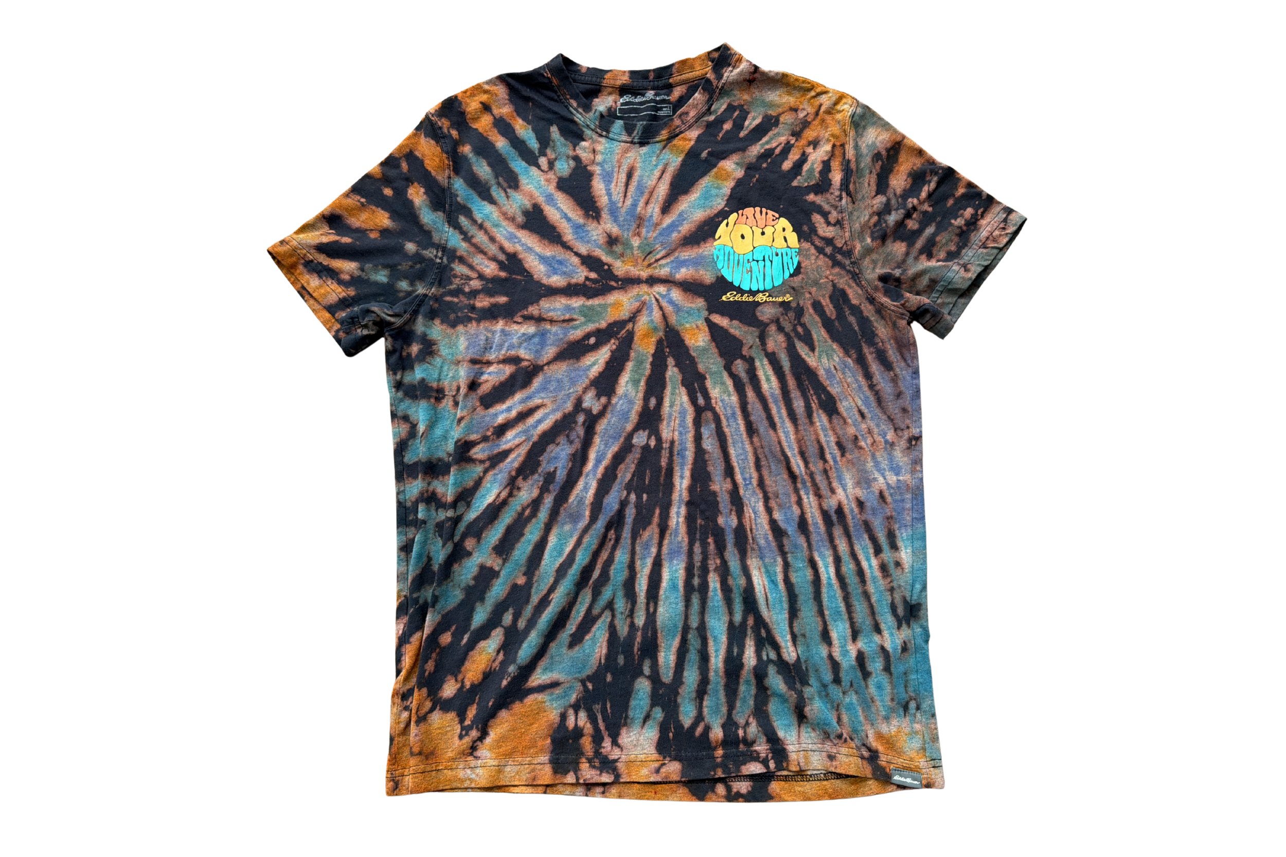 Live Your Adventure Eddie Bauer Tie-Dye Tee | Reworked Vintage | One of a Kind | Size L