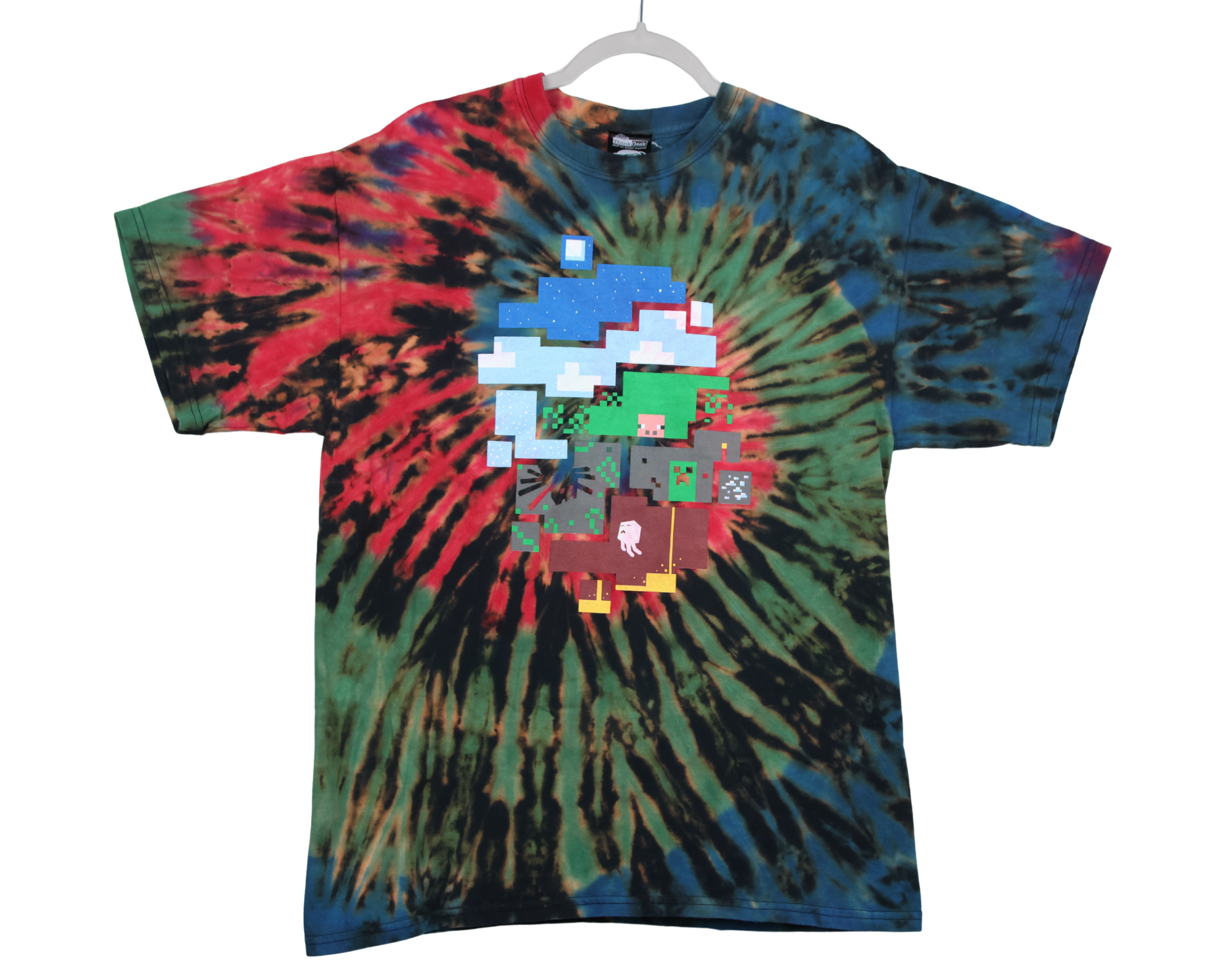 Minecraft Tie-dye Shirt | Reworked Gamer Vintage Tee | Size L