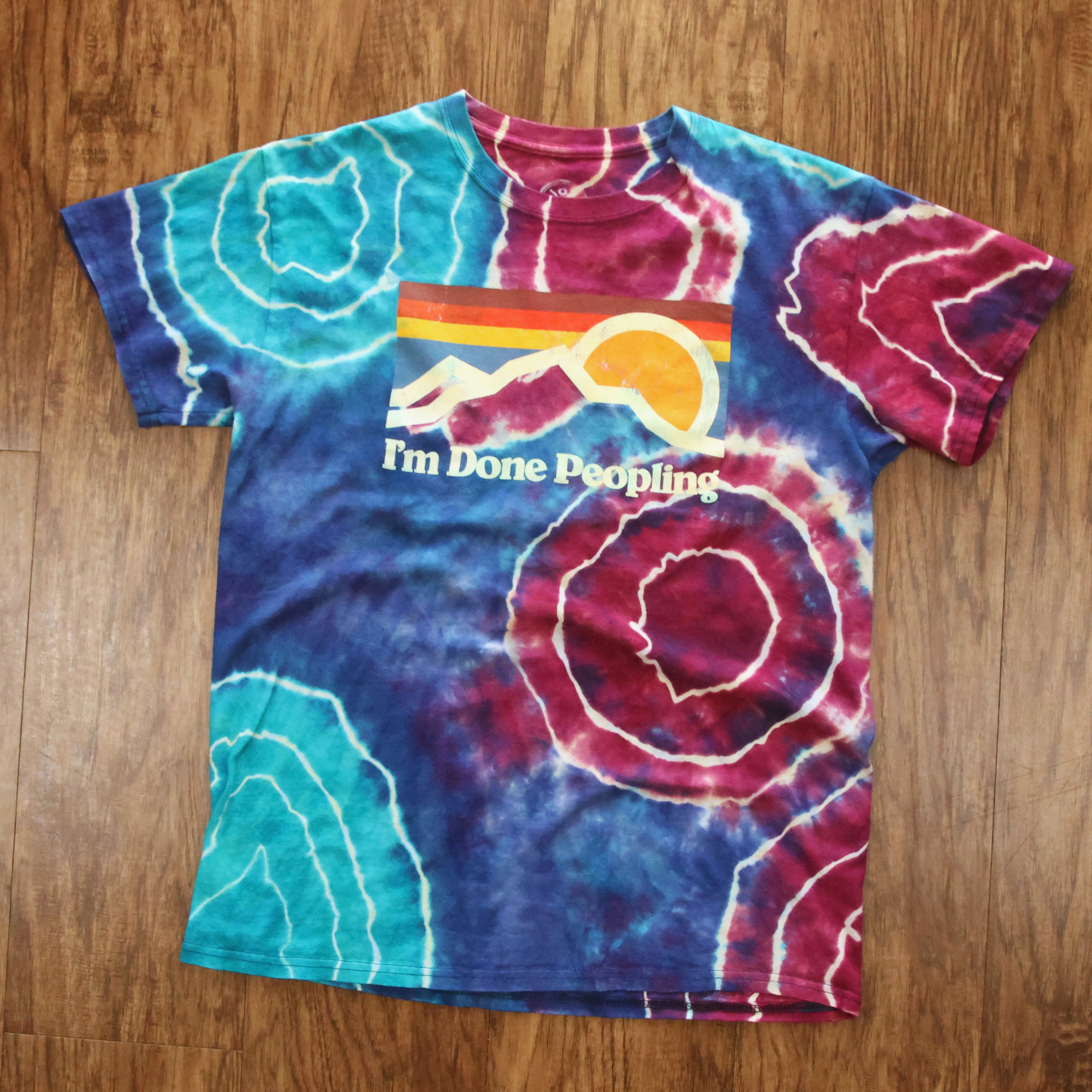 I'm Done Peopling Reverse Tie Dye Shirt | Reworked Graphic Tee | Size Medium