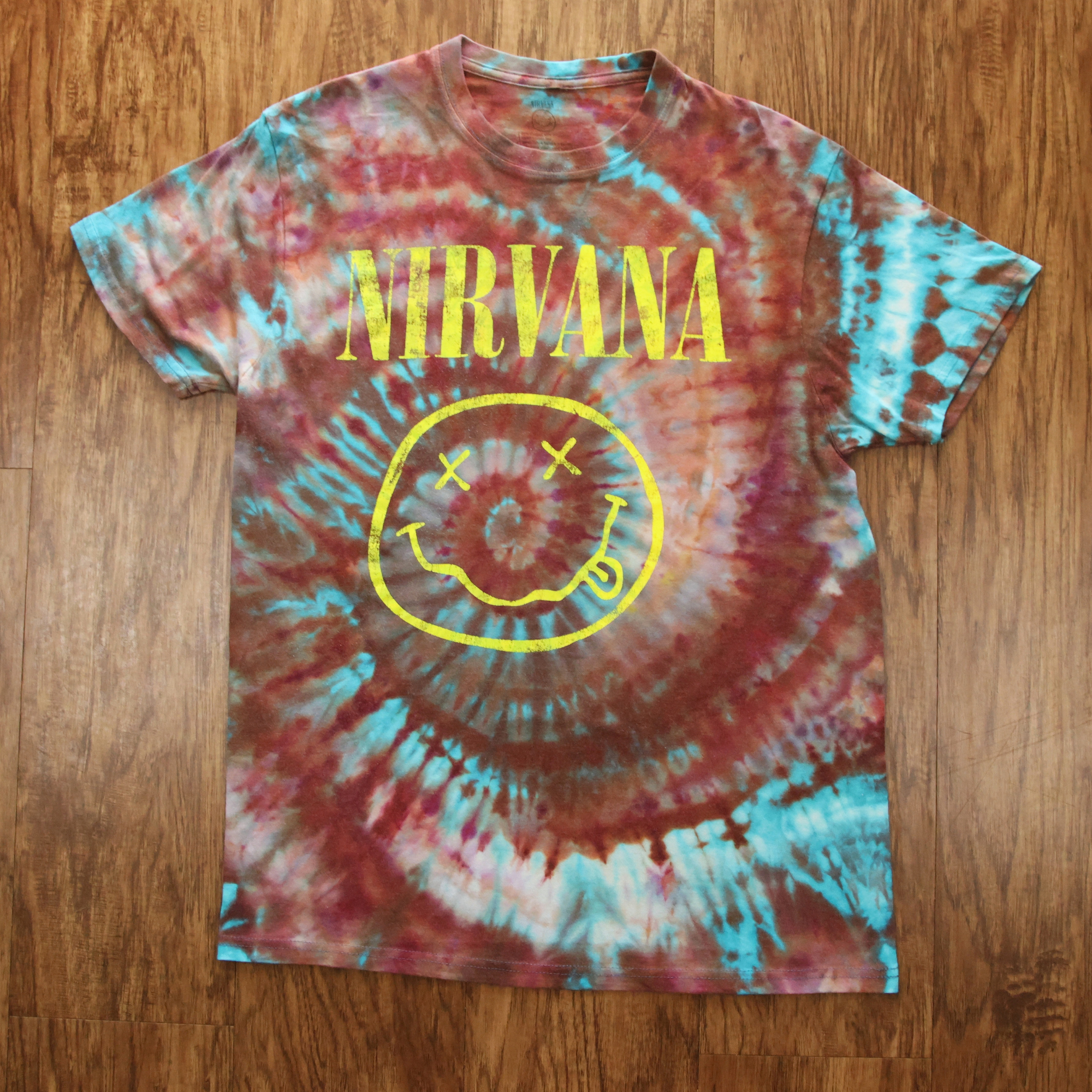 Nirvana Tie Dye Shirt | Reworked Band Tee | Size Large