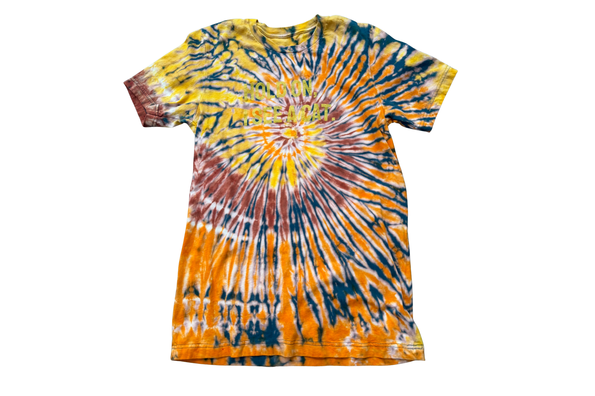 Hold On I See A Cat Tie-Dye Tee | Reworked Vintage | Cat Lover Gift | One of a Kind | Size S