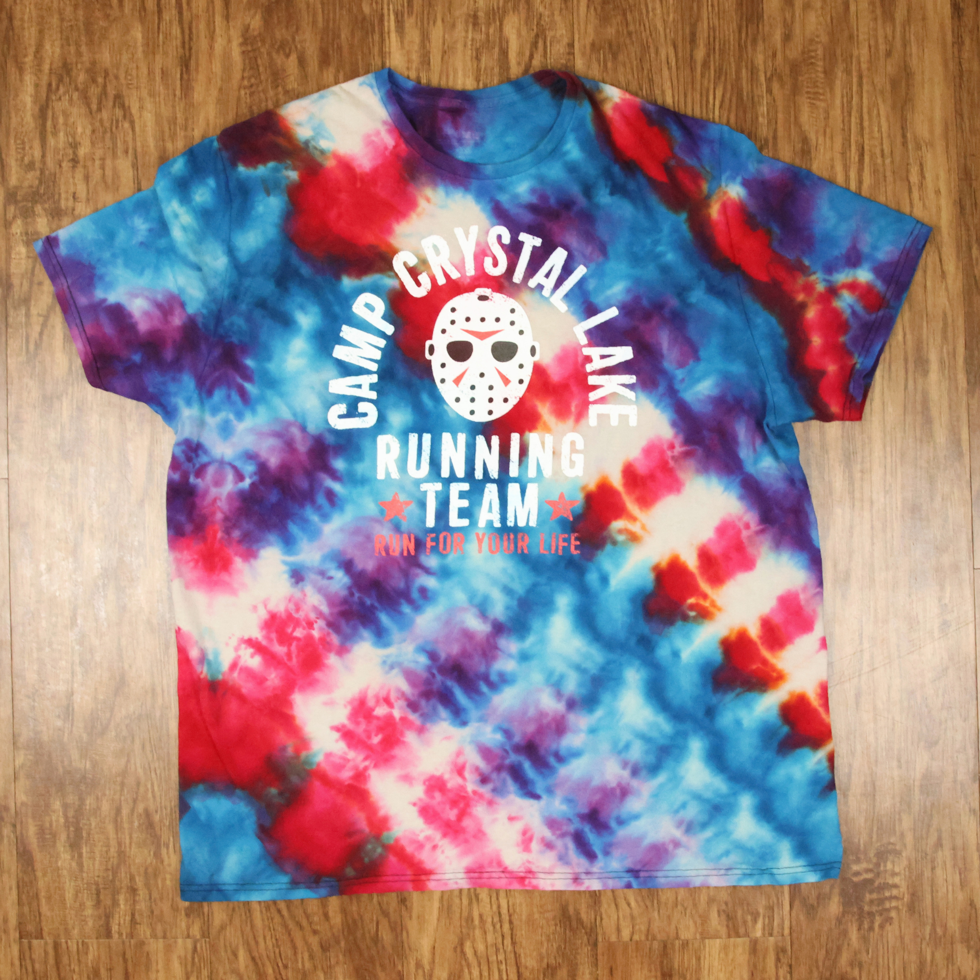 Friday the 13th Camp Crystal Lake Running Team Tie-dye Shirt | Reworked Horror Graphic Vintage | Size 2XL