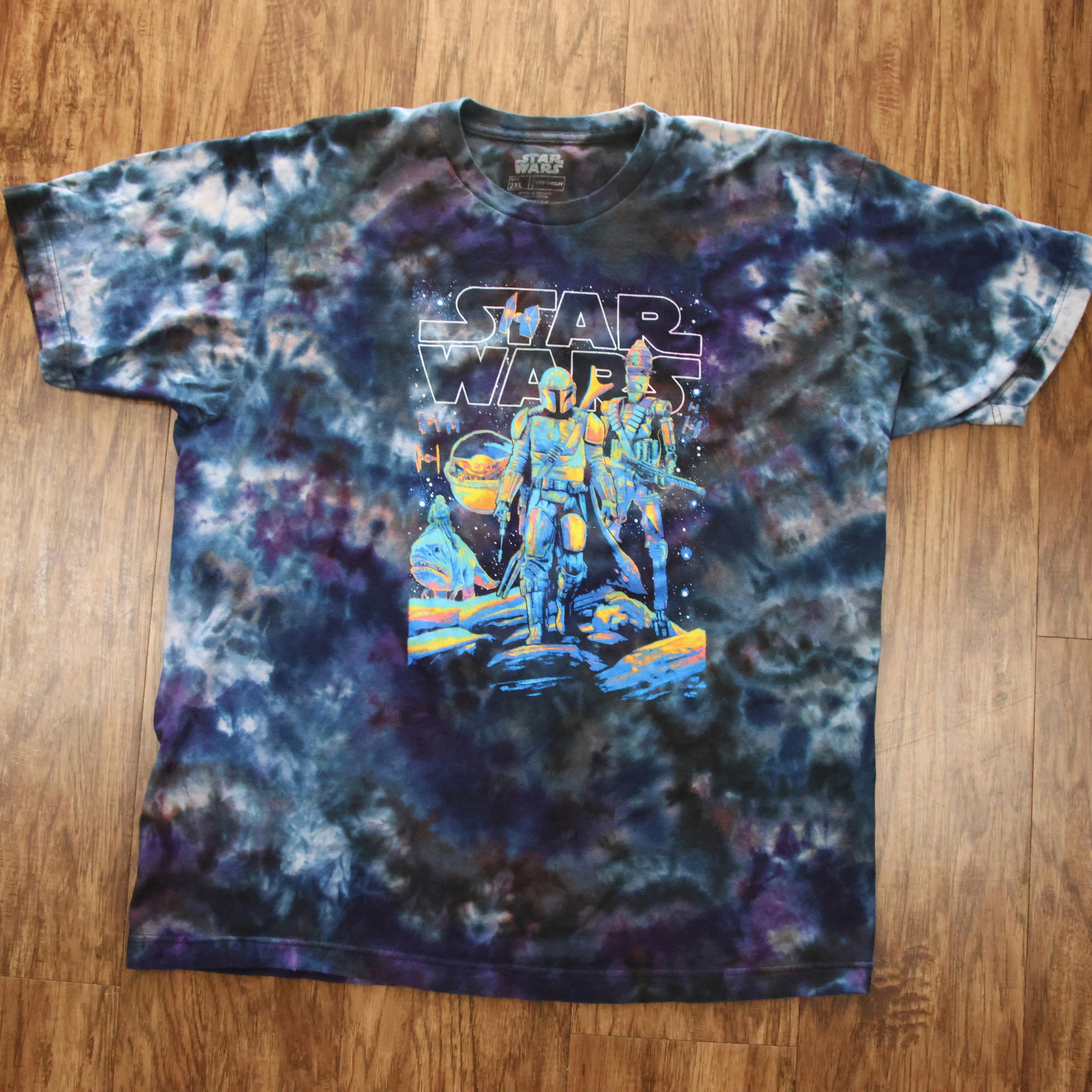 Trippy Star Wars Mandalorian Tie Dye Shirt | Reworked Graphic Tee | Size 2XL