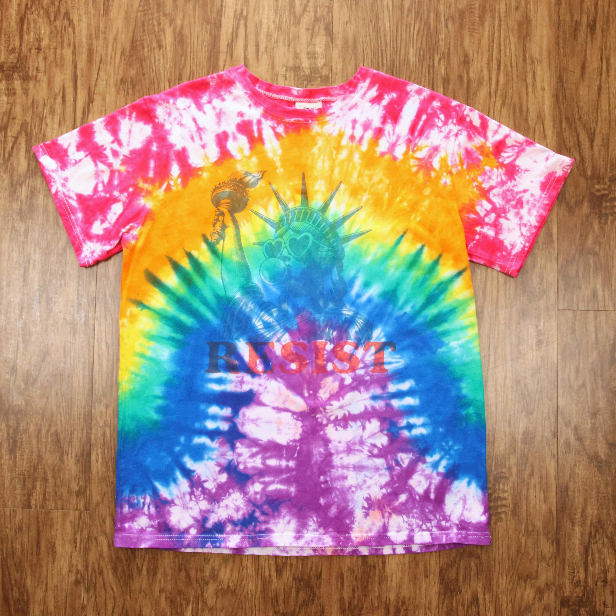 Liberty Resist Rainbow Tie Dye Shirt | Reworked Political Tee | Size XL