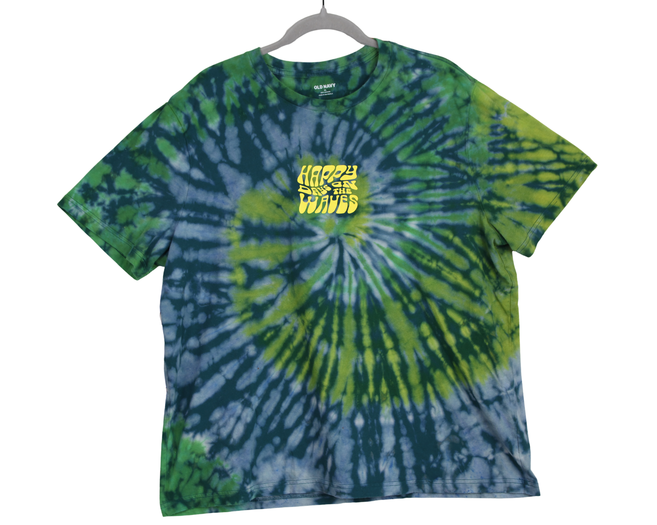 Reworked Tie-Dye Surf Tee | Happy Days Waves Graphic, Size XL