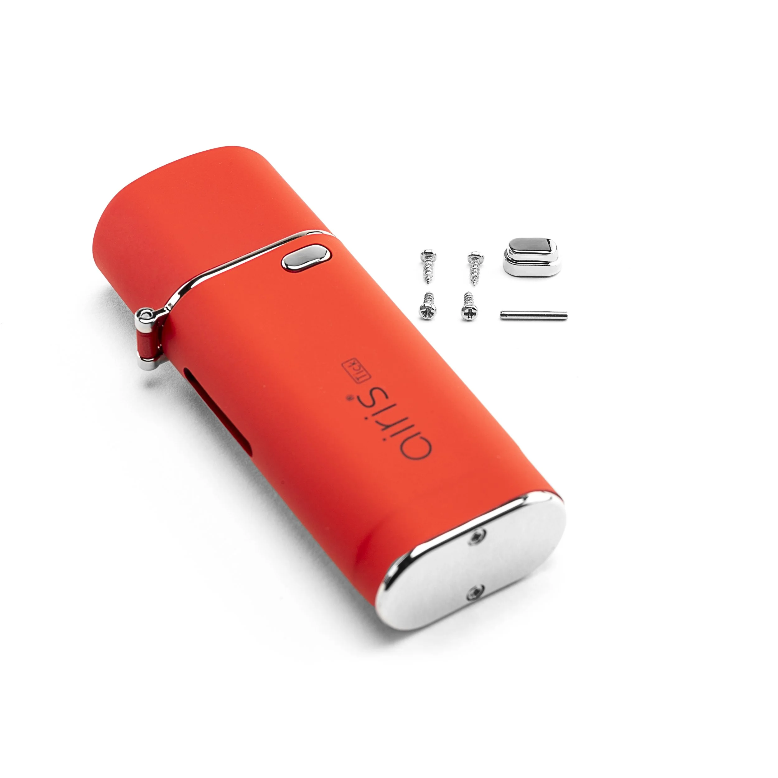 Red cylindrical device with silver accents and attachment hardware, labeled 'cilips' on white background.