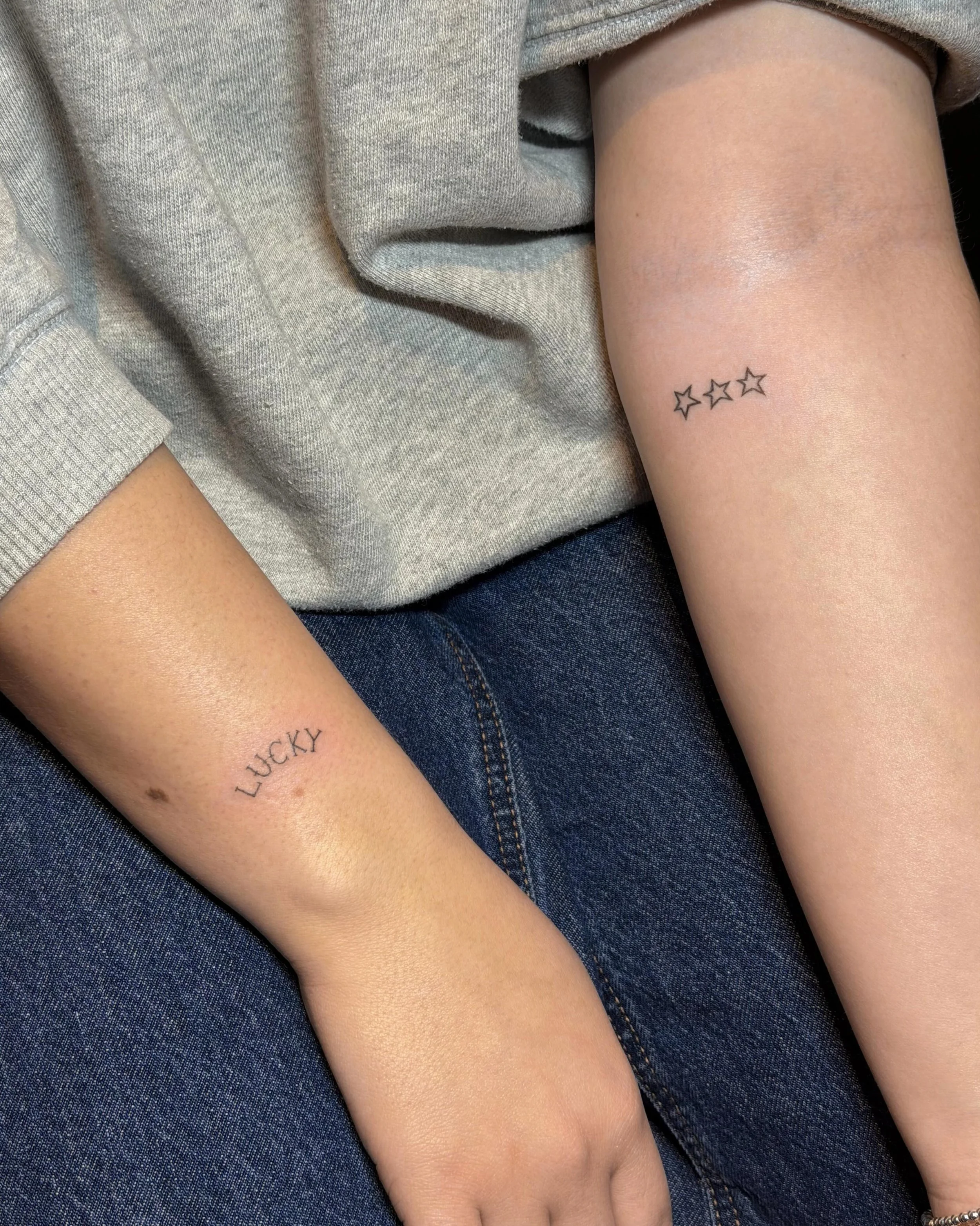 lucky stars ⭐️ 

🌐 Booking link in bio | read &ldquo;how to inquire&rdquo; post 

Fine line tattoos | yeg tattoos | Edmonton tattoos
#lonelyhours #edmontontattoo #yegtattooartist #yegfineline #edmontontattooartist