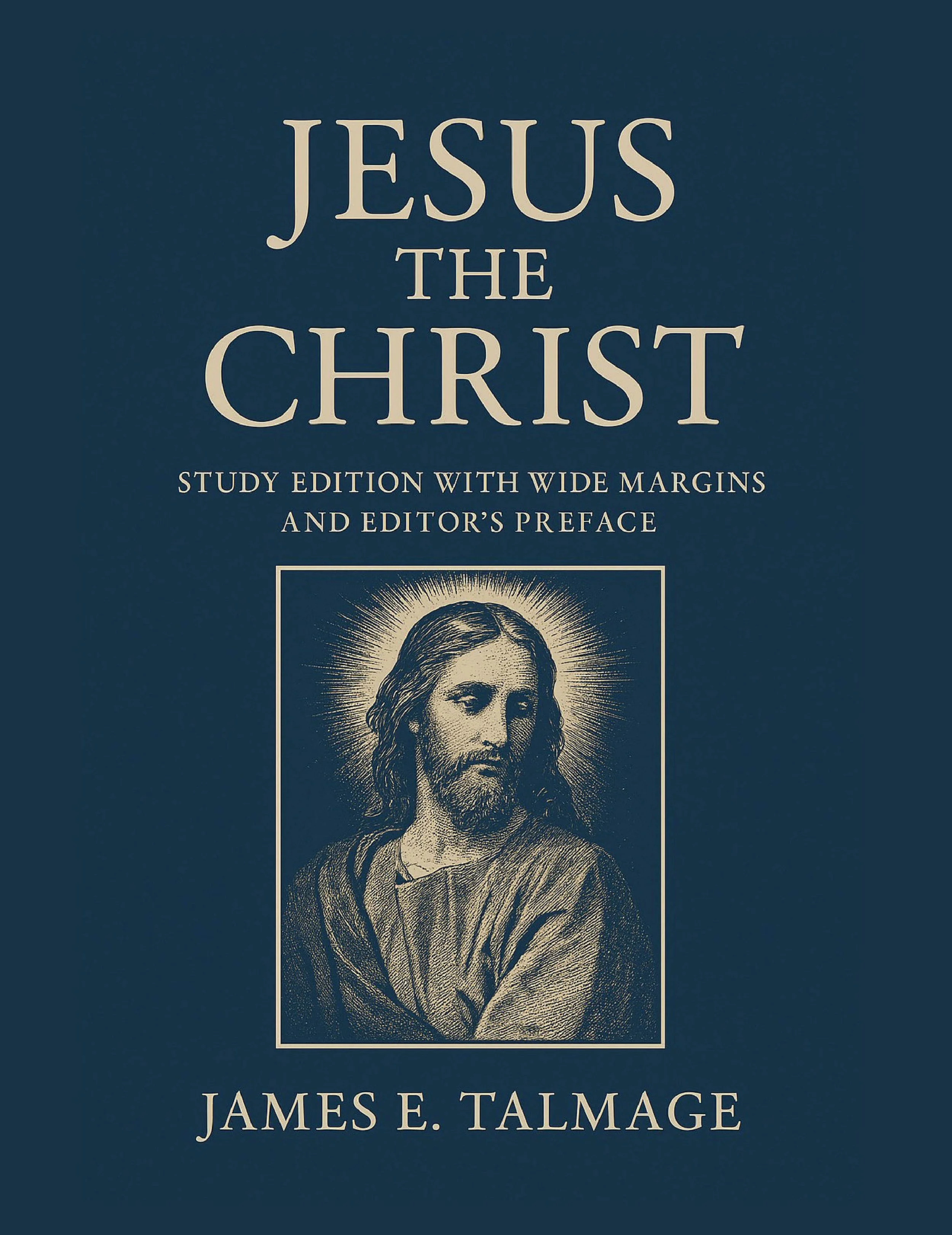 Cover of a book titled "Jesus the Christ" by James E. Talmage, showing an illustration of Jesus Christ with a halo.