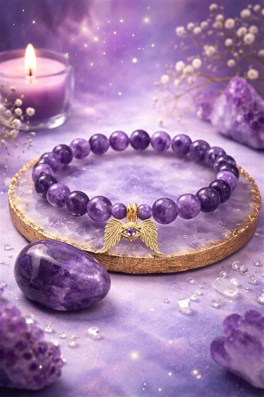 Bracelet with Crystal (Purple or Pink)