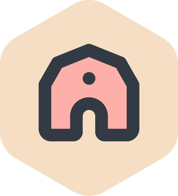 A stylized lowercase 'a' with a pink fill and a black outline on a beige rounded square background. Icon for Lexicon Farms.