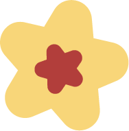 A cartoon star with a yellow outer shape and a smaller red star in the center.