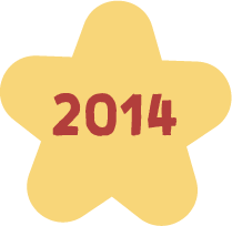 A star-shaped object with the year 2014 in the center