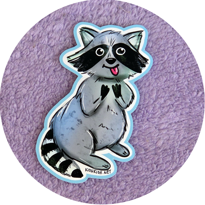 Raccoon Illustrated Die-Cut Vinyl Sticker