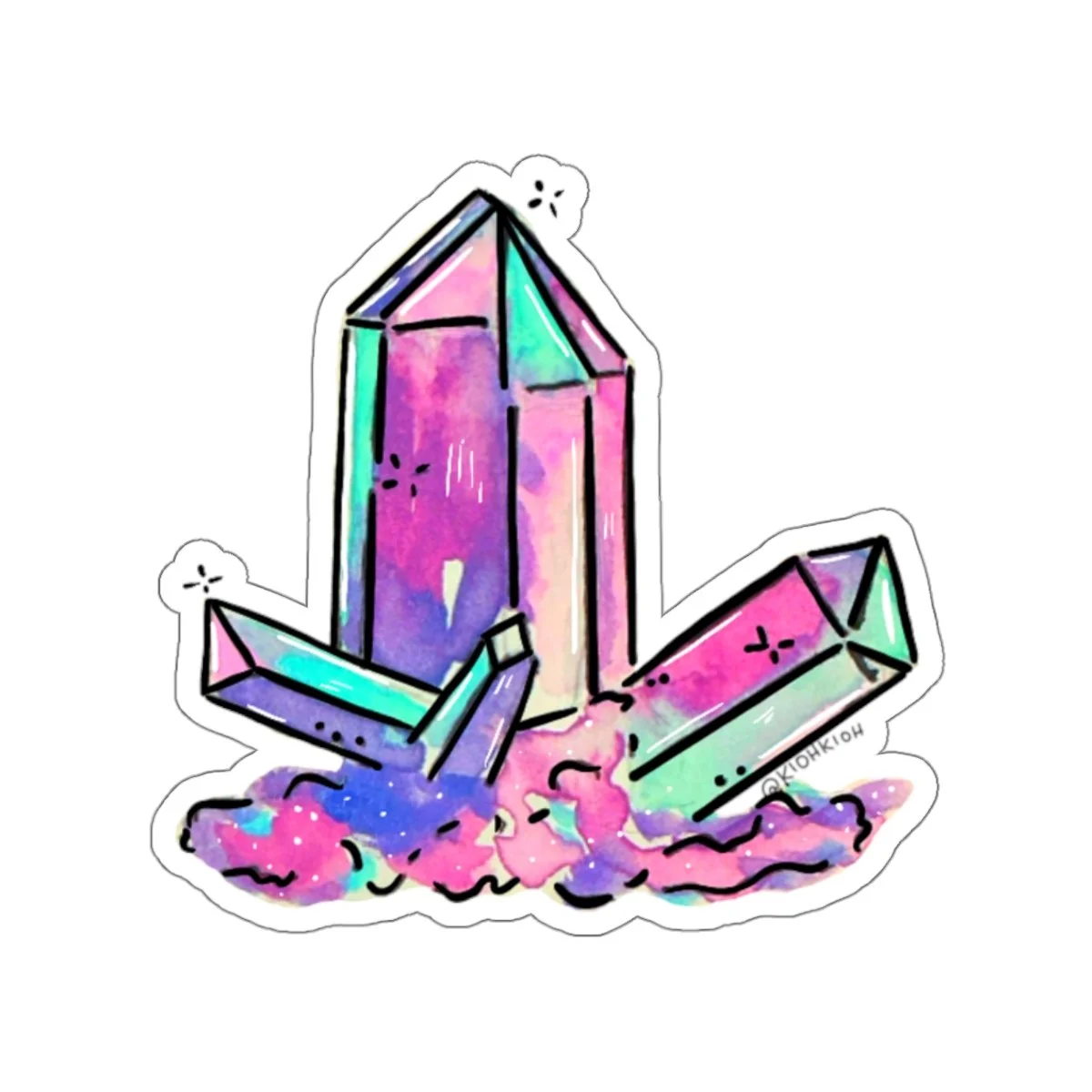 Watercolor Fine Art Crystal Die-Cut Vinyl Sticker