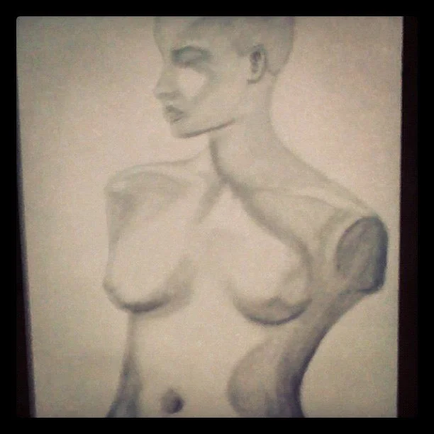 Graphite sketch of a bust on paper