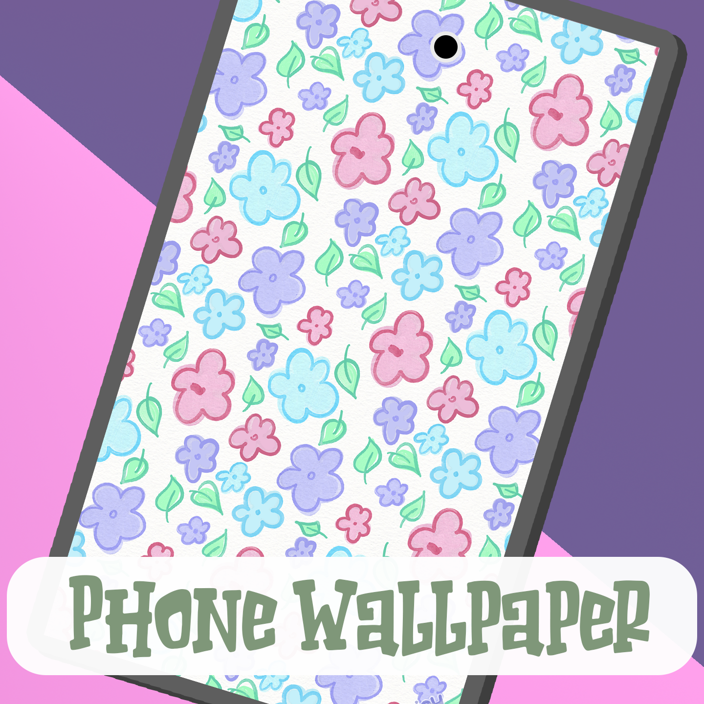 Cute Doodle Flower Phone Wallpaper [Digital Download]