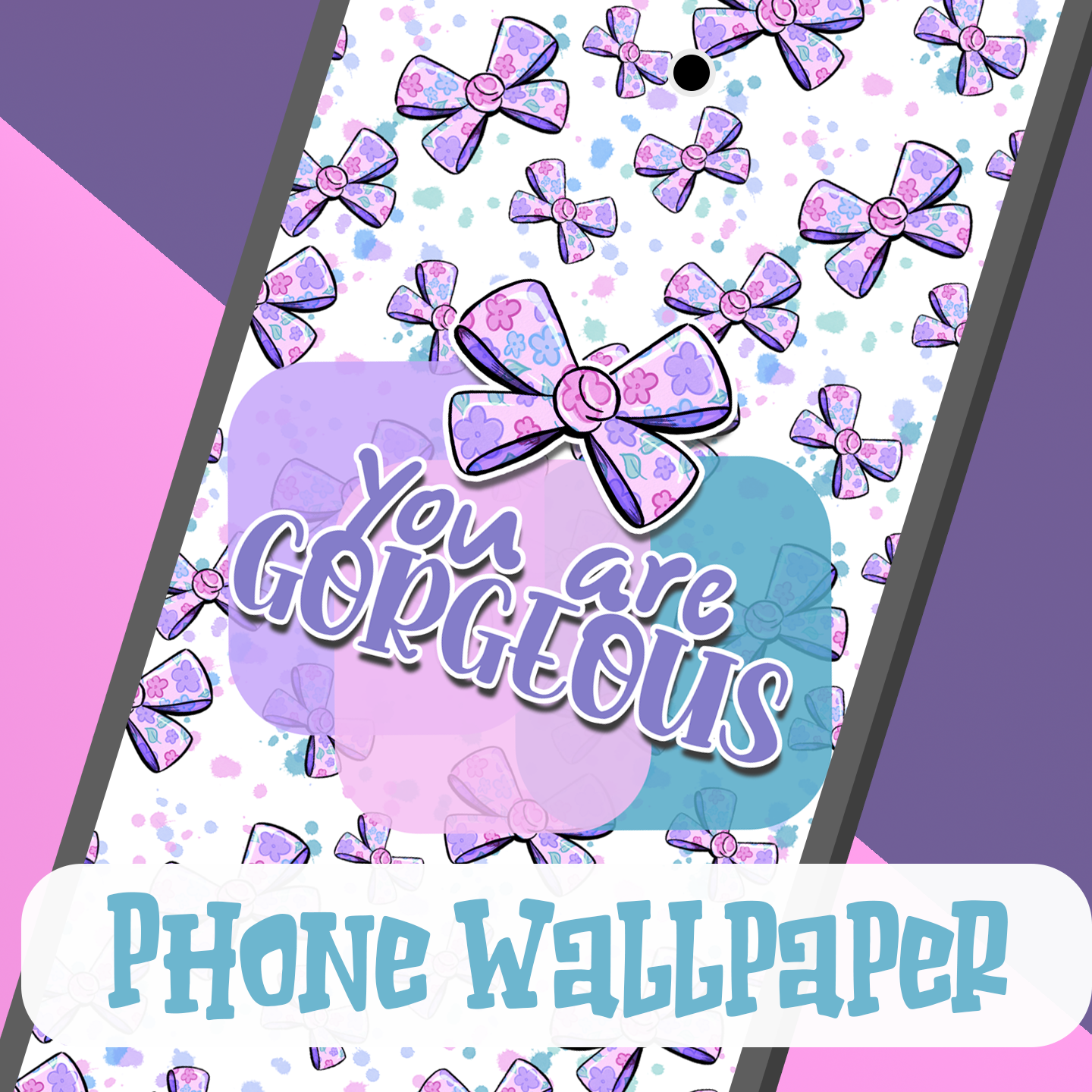 You Are Gorgeous - Bow Pattern Phone Wallpaper