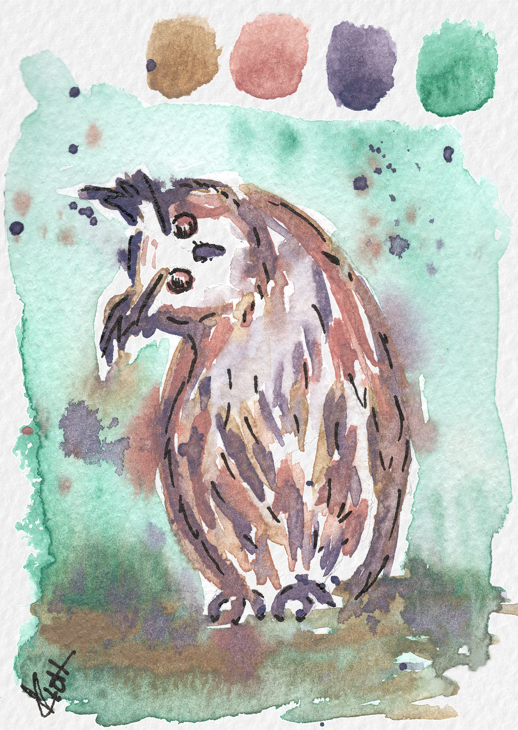 Gansai Tambi Watercolors and ink pen on paper