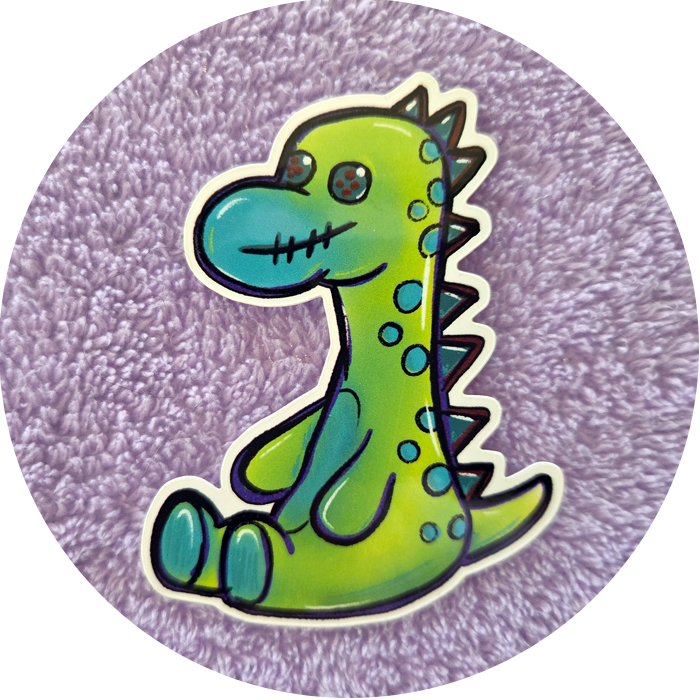 Cute Green Dinosaur Premium Vinyl Sticker