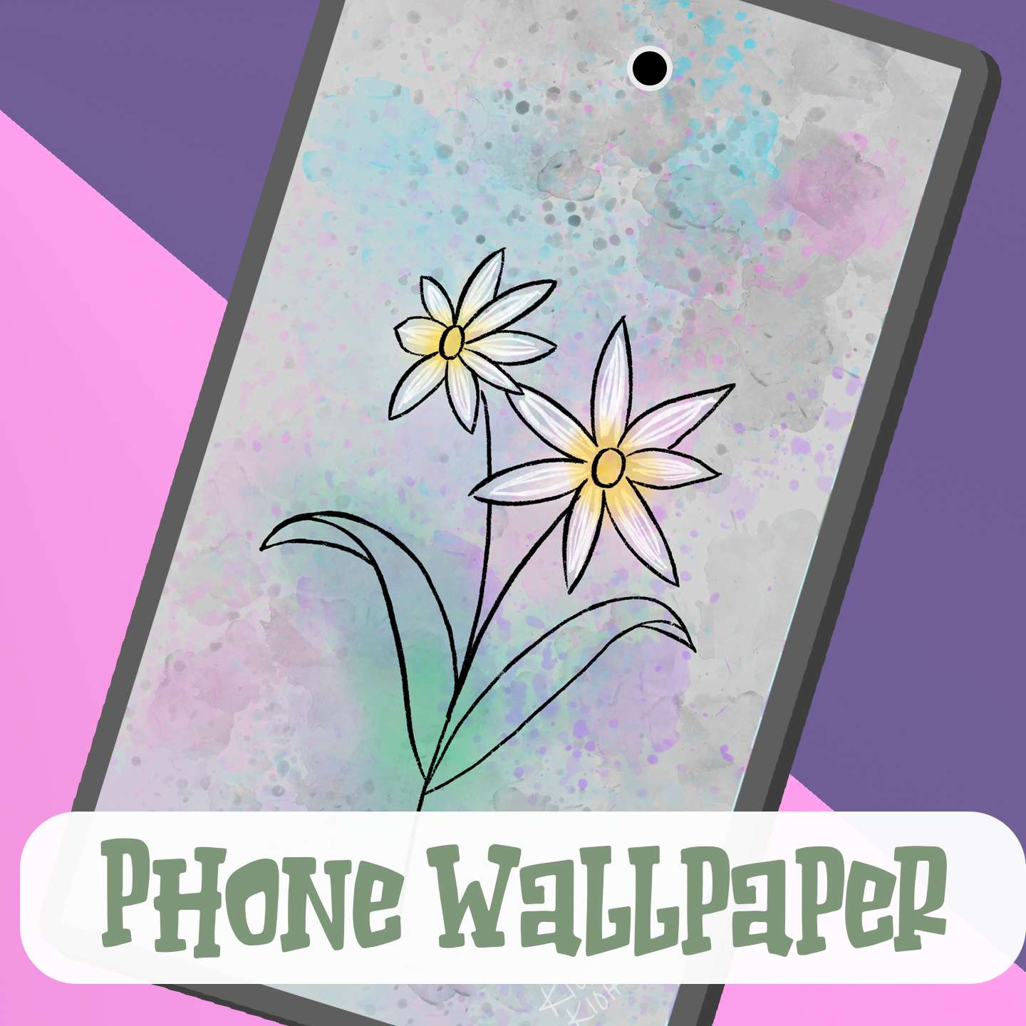 Watercolor Daisy Phone Wallpaper [Digital Download]