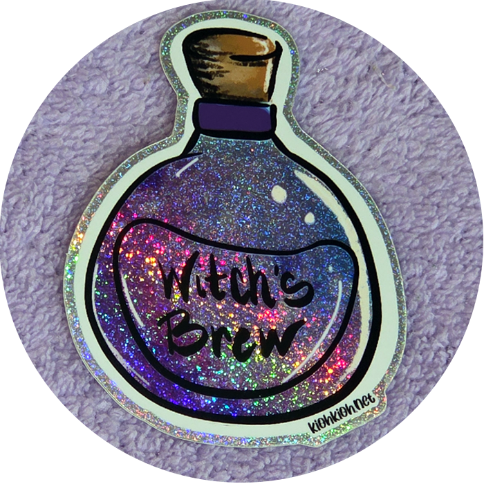Witch's Brew Potion Premium Glitter Vinyl Die-Cut Sticker