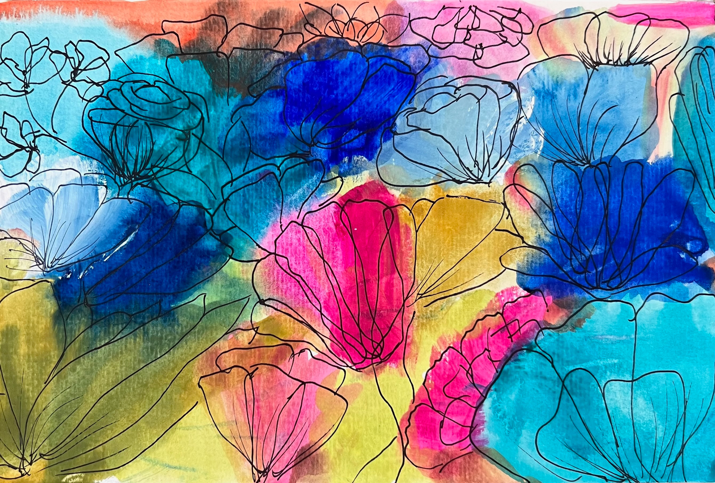 Watercolor + black ink