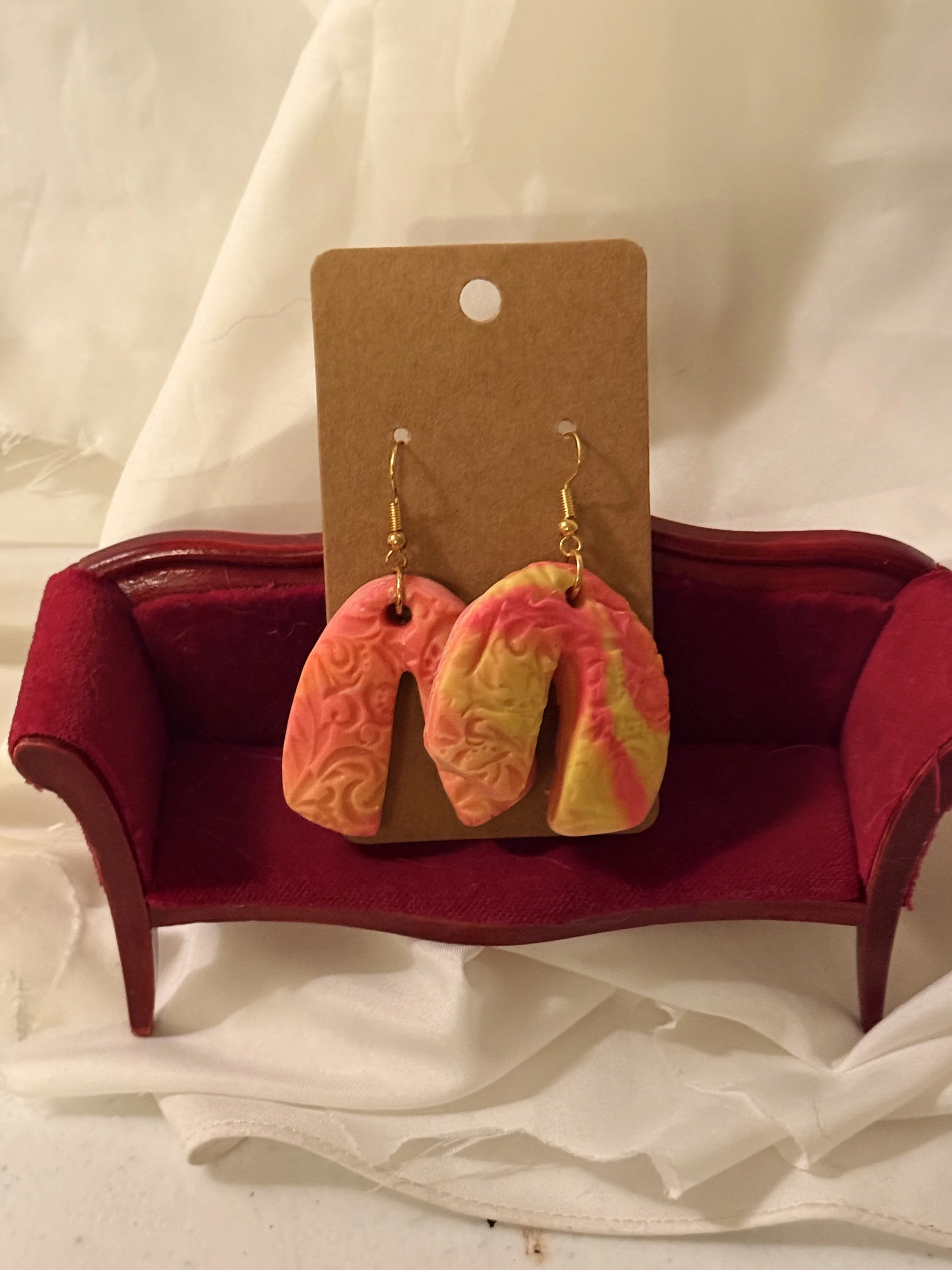 Vibrant Boho Rainbow Shaped Polymer Earrings