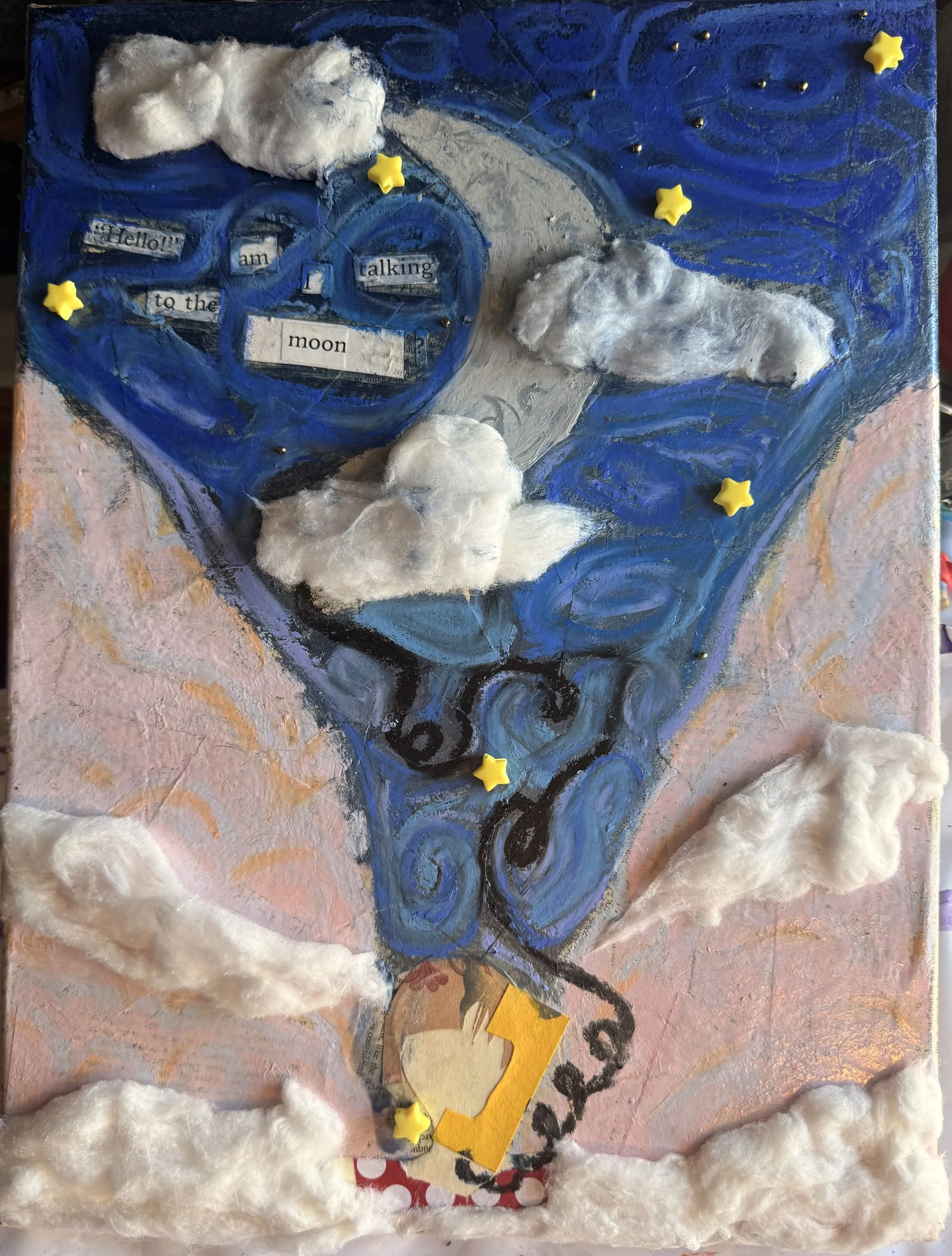 Whispering to the Moon 12'' x 16'' Original Canvas