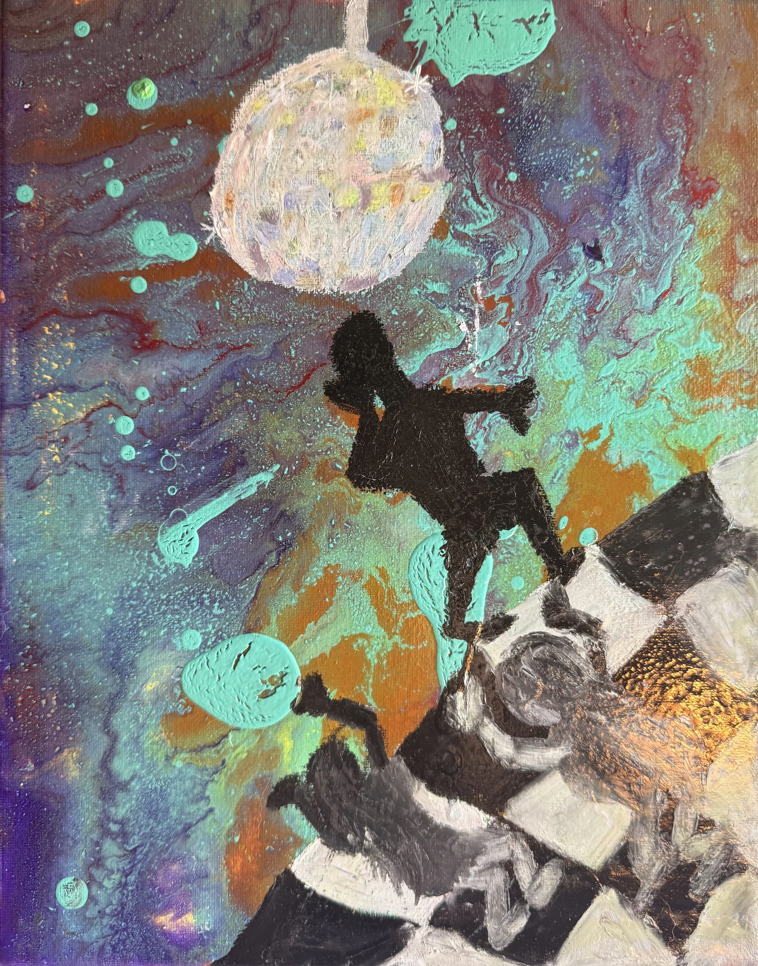 Cosmic Disco 11" x 14" Original Canvas