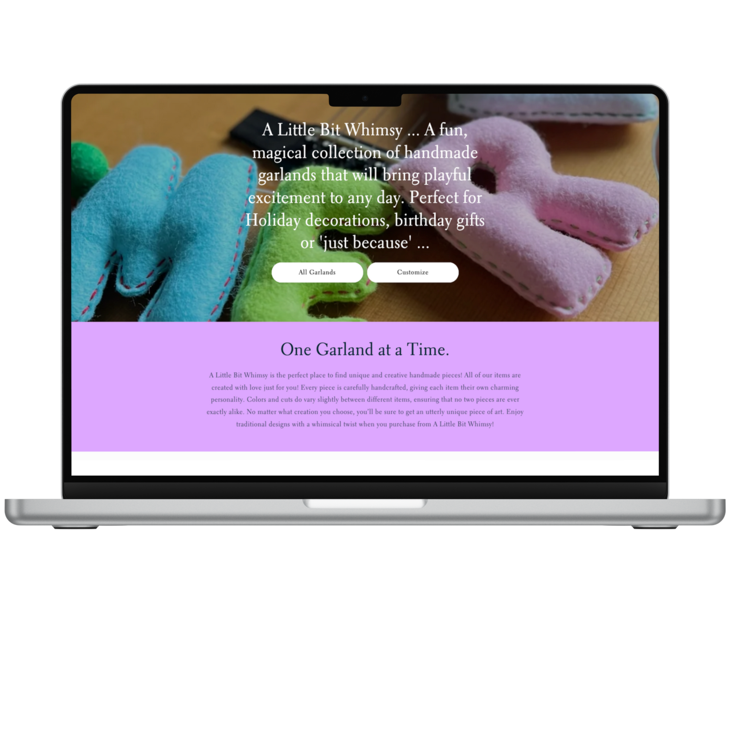 Hand felted sewn letters website cover