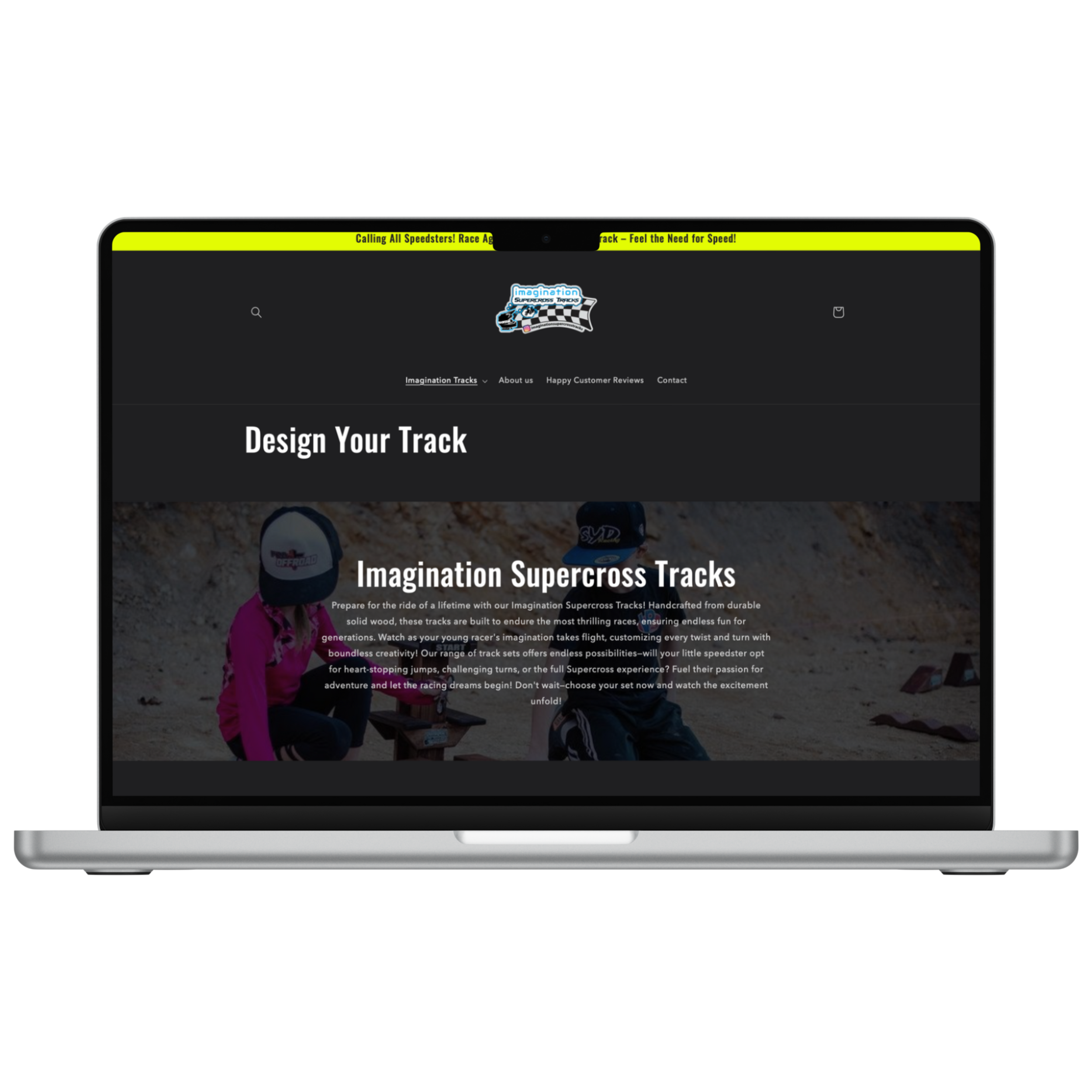 Boy and Girl Toy website featuring wooden dirt bike tracks